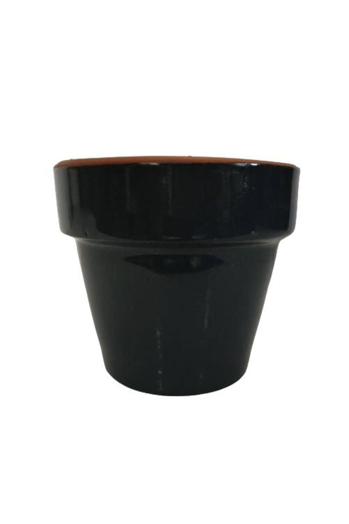 önder botanik ANTRASİT RENK SIRLI EL YAPIMI KÜÇÜK BOY TOPRAK SAKSI (12*12 CM)