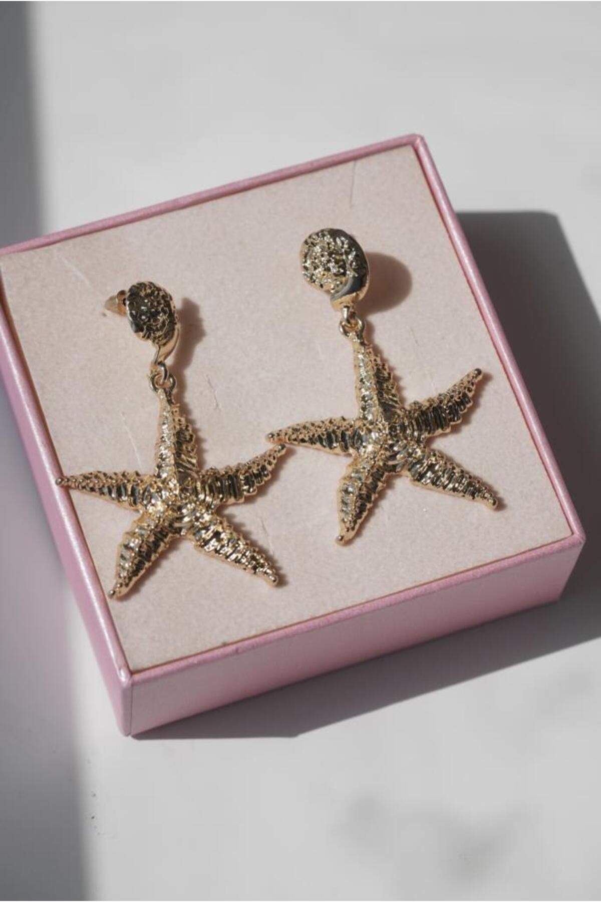 AŞIK ACCESSORIES-Embossed Star Earrings 3