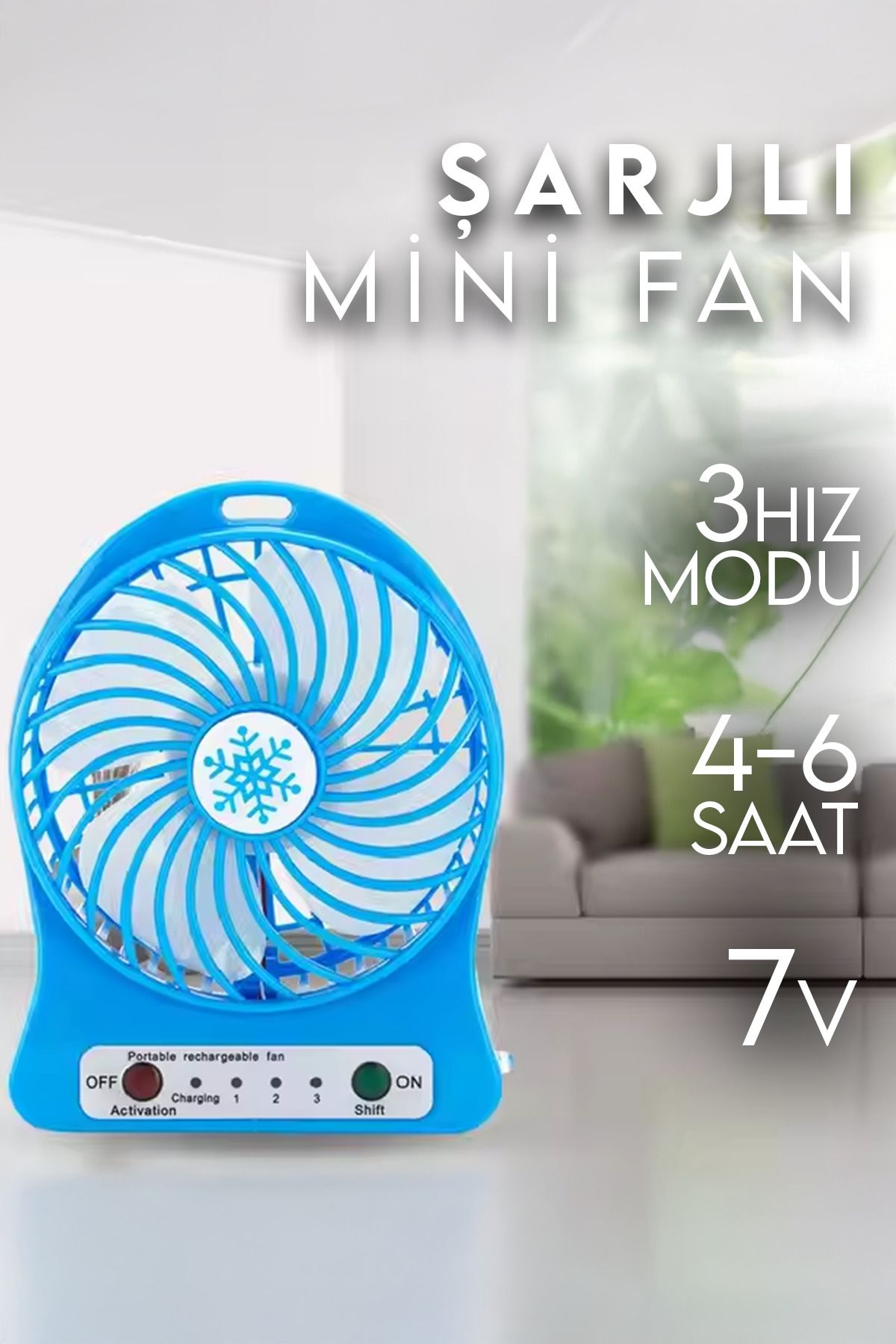 Voxify Şarjlı Süper Sessiz Mini El Vantilatörü | 3 Kademeli USB Fan - Taşınabilir - Karışık Renk