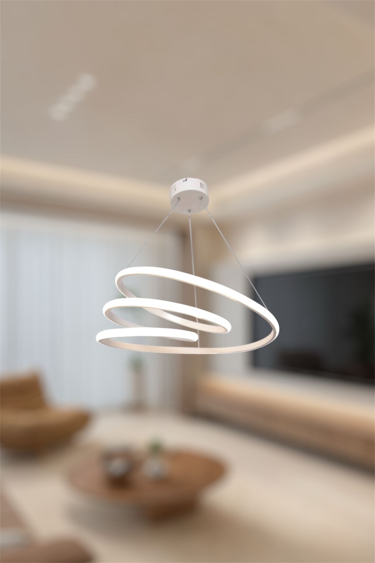 EYSHOP Modern Beyaz Space Model 3 Renk (beyaz&sarı&günışığı) Led Avize