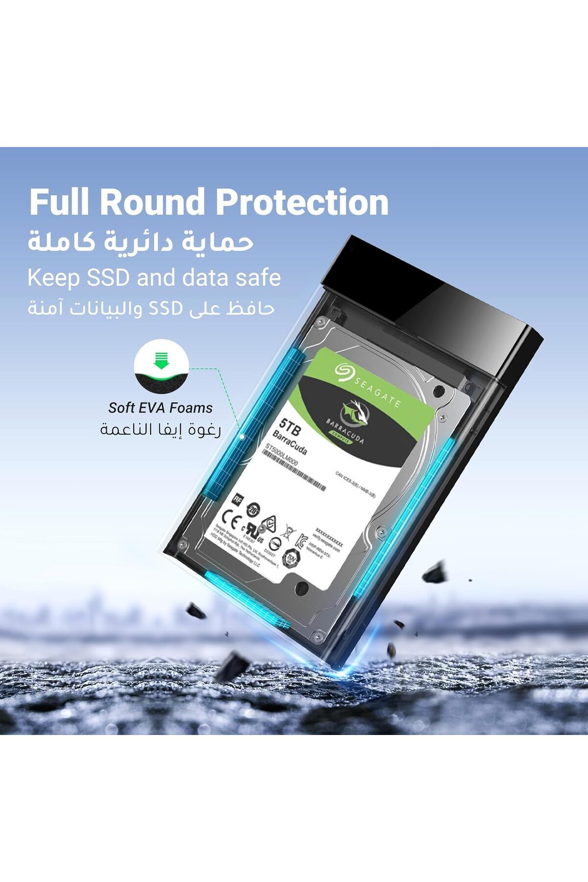 Ugreen-Hard Drive Enclosure Adapter USB 3.0 to SATA External Hard Disk Case Compatible for 2.5 Inch 9