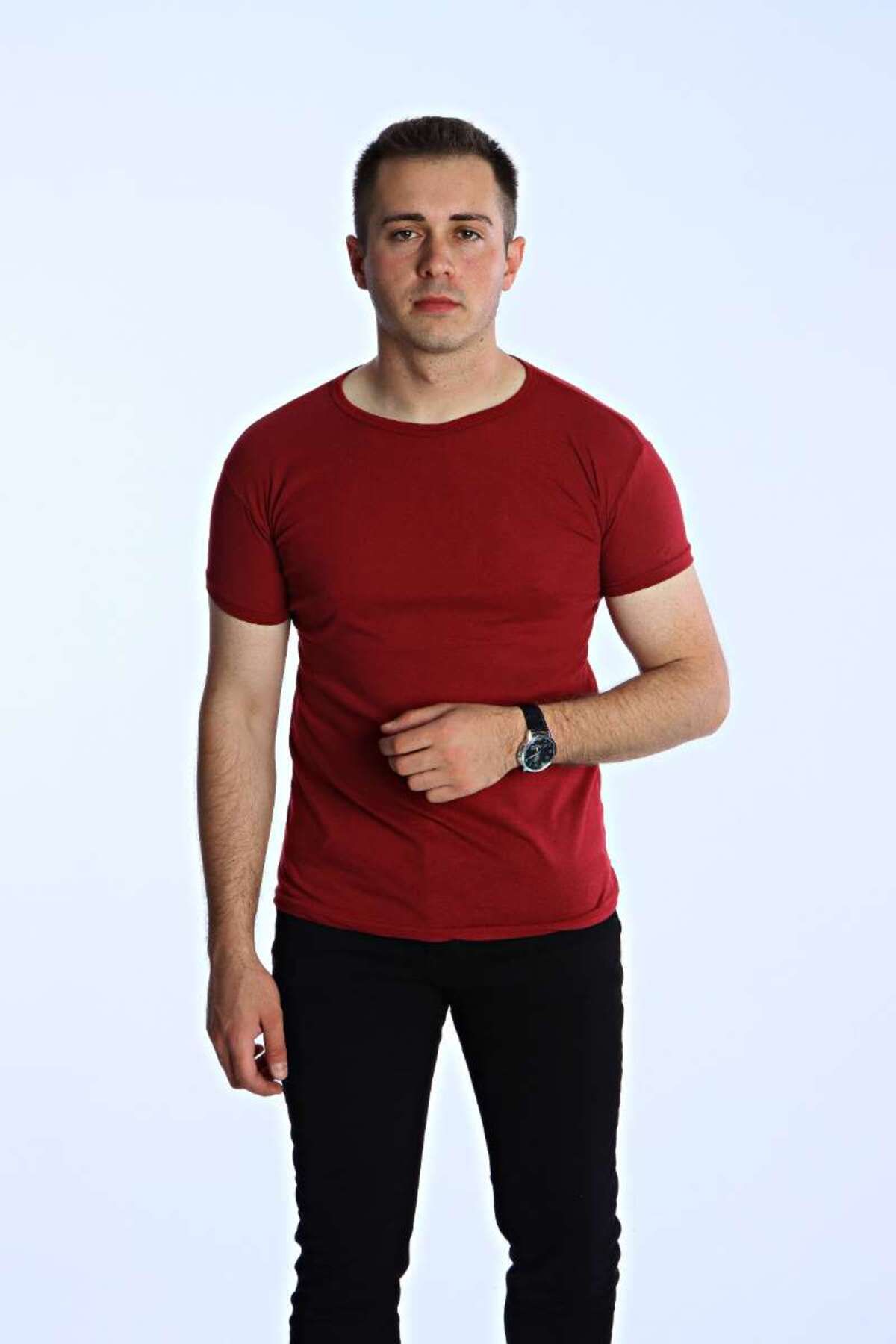 Arda Dinç Stil Dünyası Eko Slimfit Basic Tişört Bordo