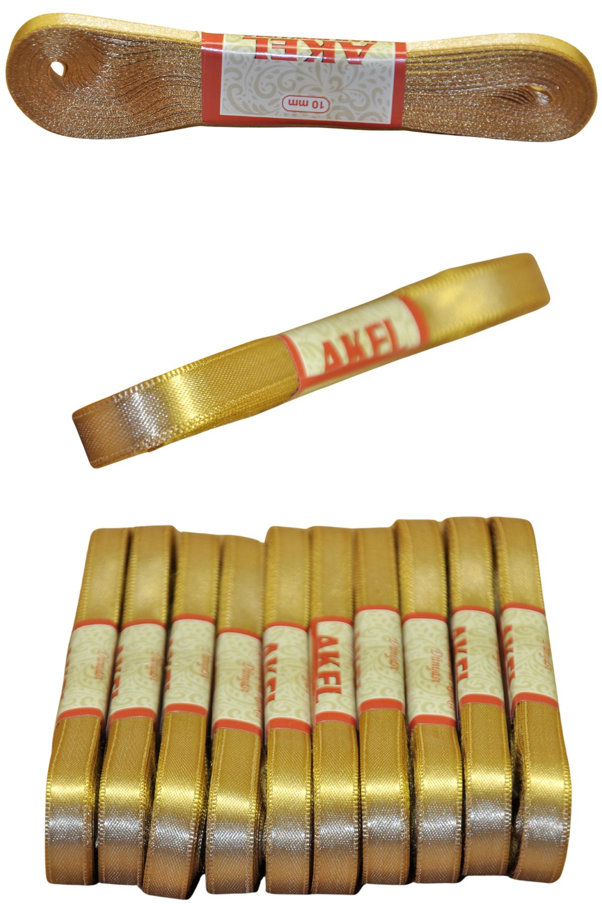 Larenya 1 cm Genişliğinde Kurdele | 10 Metre | El İşi, Süsleme, Hobi ve Paketleme İçin Uygun Altın