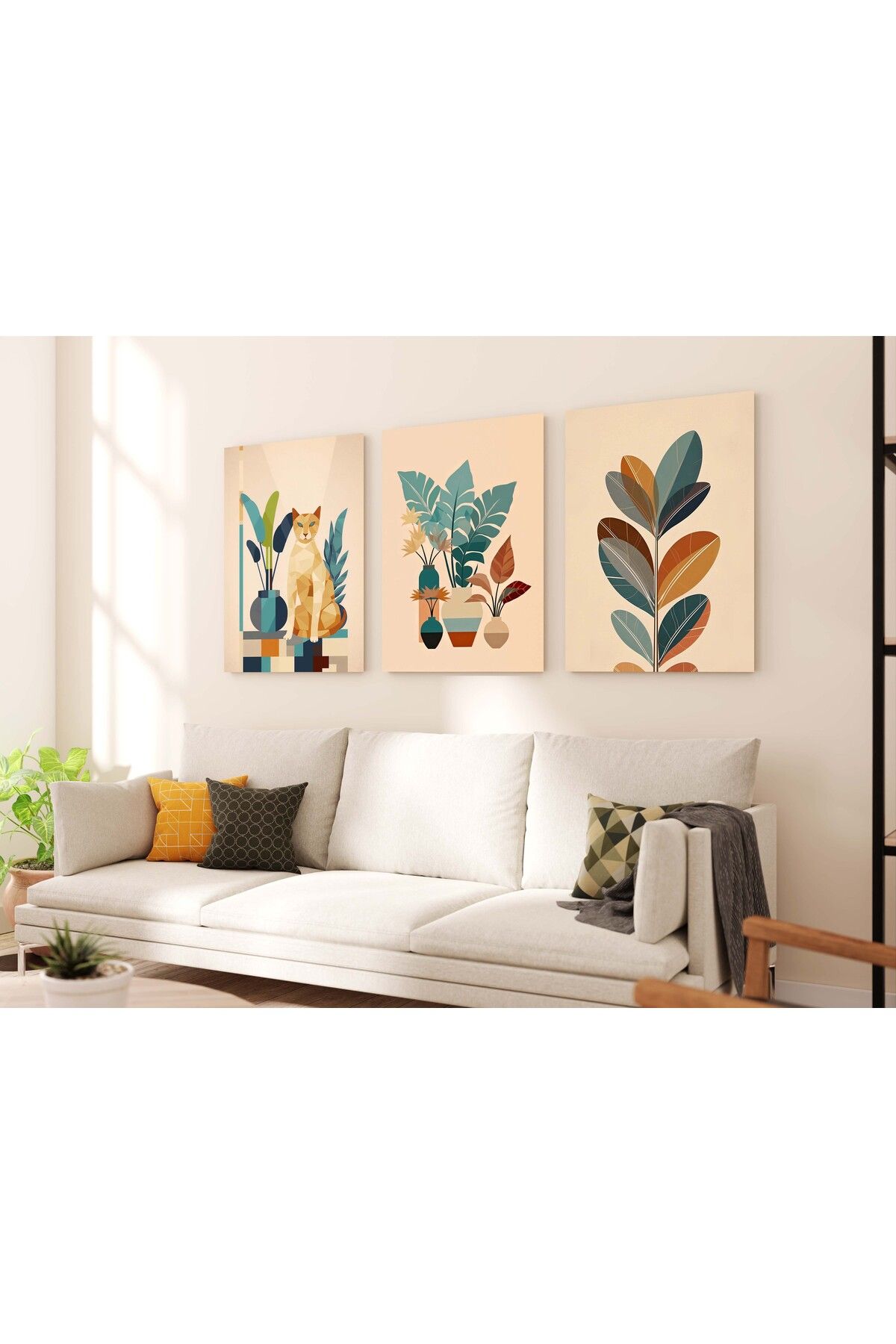 MAGNASTE Duvar Tablosu Çerçeve Görünümlü Mutfak Tabloları 3 lü Tablo Premium Kalite Modern Tablo Bohem Tablo