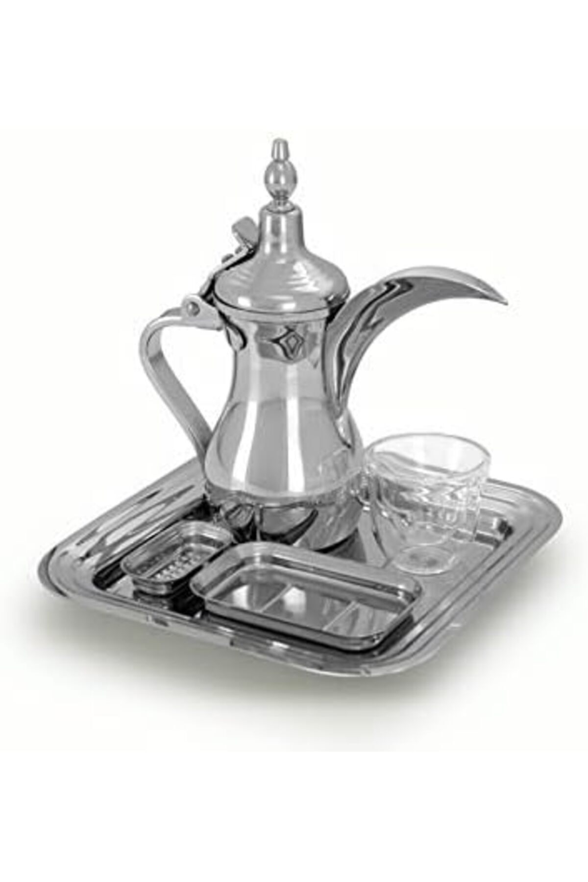 طقم تقديم قهوة صغير - دلة عربية - فضي