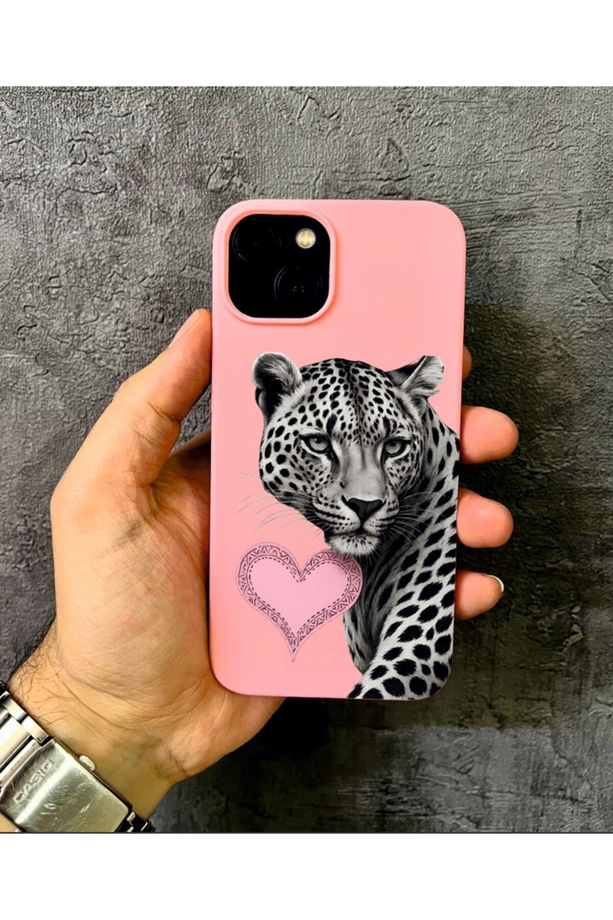 ALYACEPSTORE CASE İPHONE 13 Uyumlu Pembe Leopar Desenli Kılıf