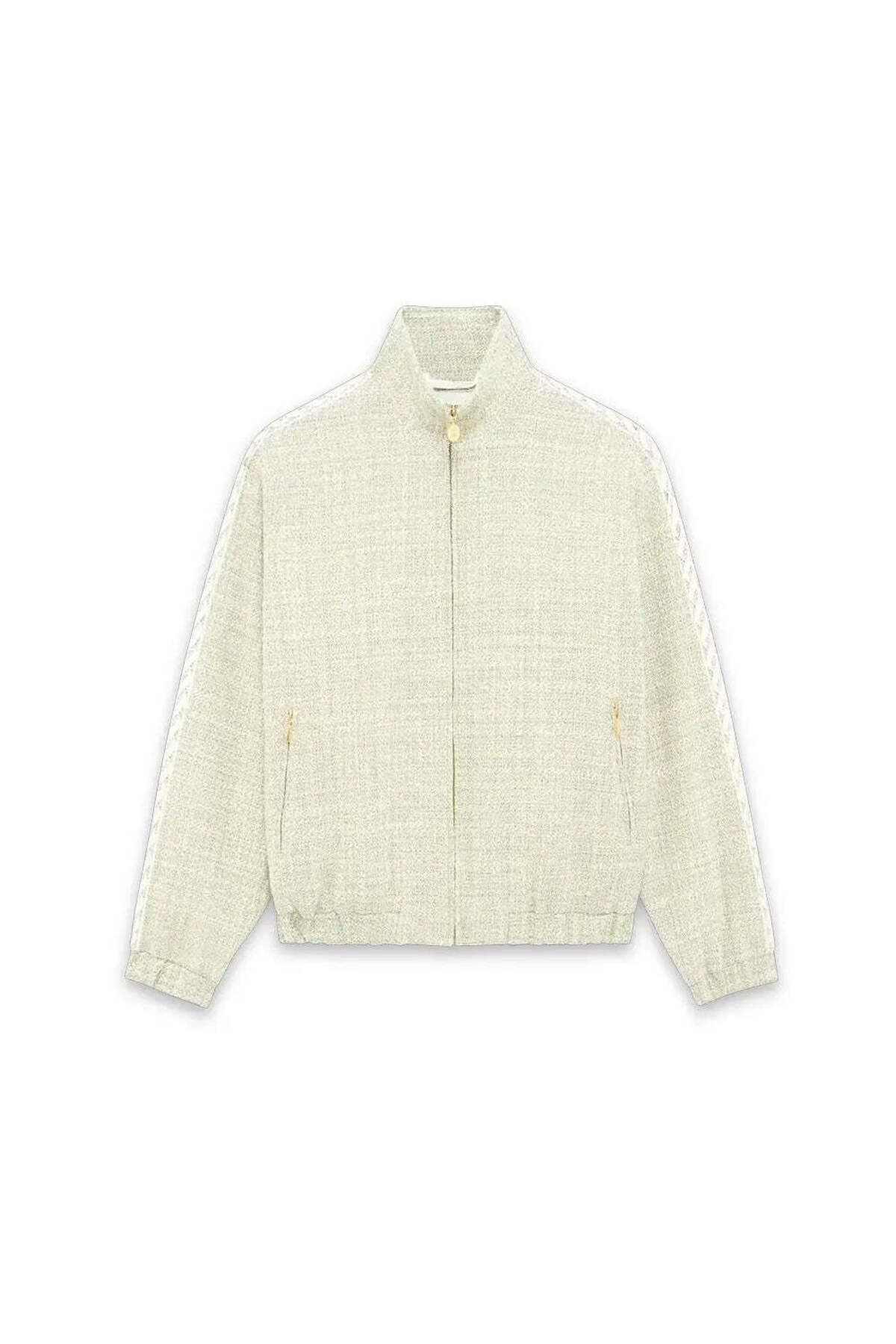 American Rag Cie La Trackjacket Tweed: Yüksek Boyunlu, Rahat Fit, Erkekler için Hafif Yeşil Ceket