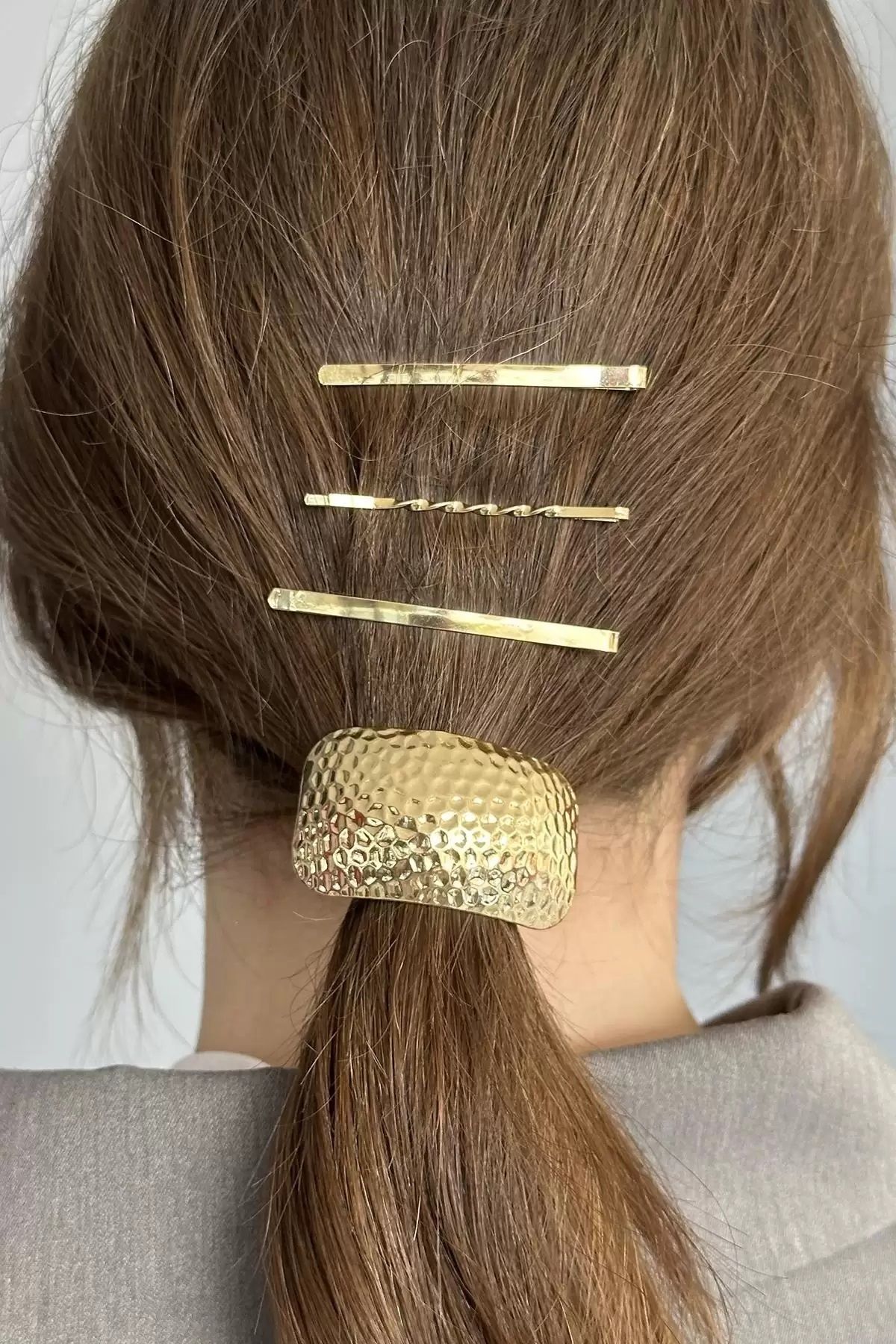 shai Altın Renk Metal Detaylı Lastik Ve Tel Toka Set
