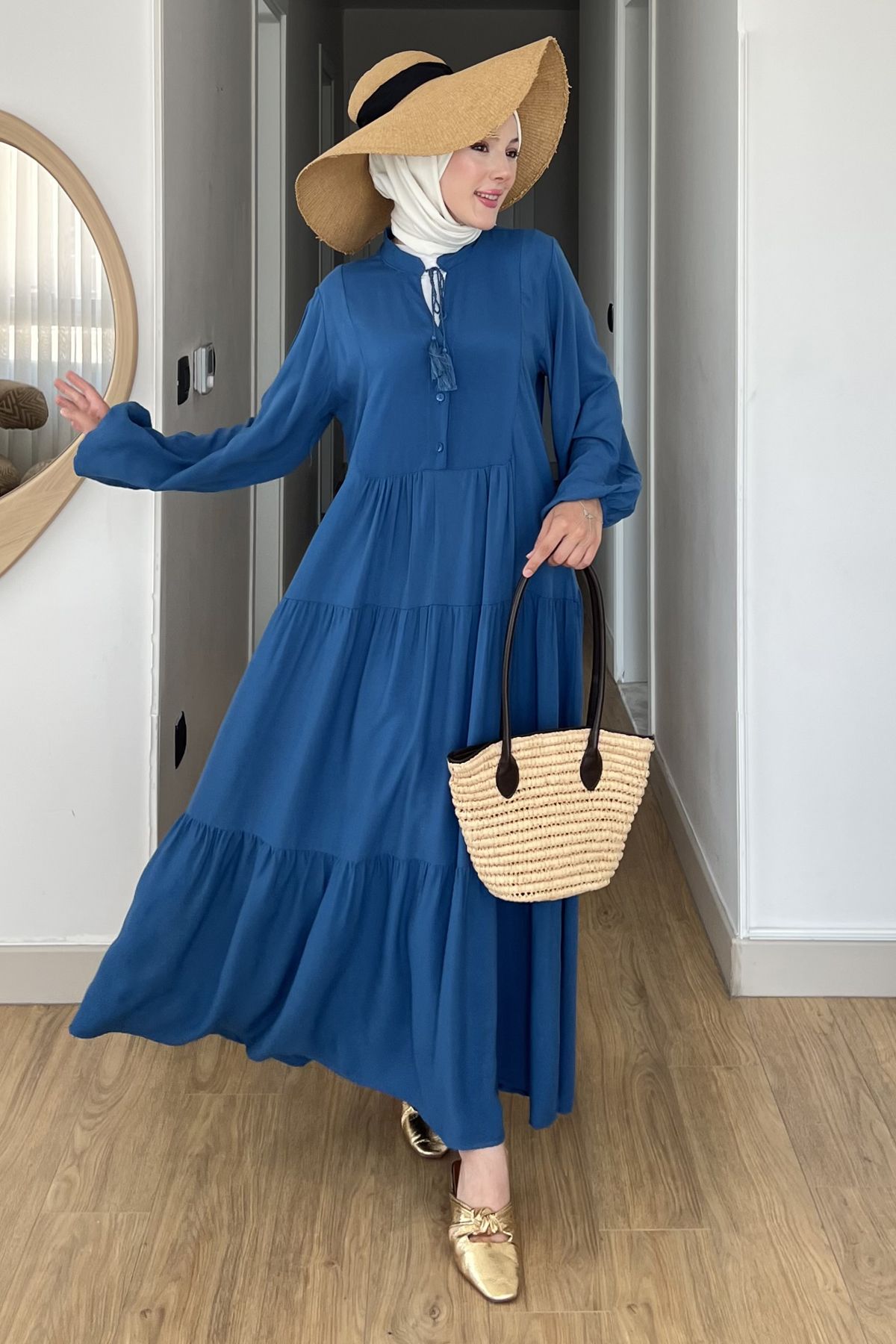 Saklı Butik Düğmeli Basic Elbise