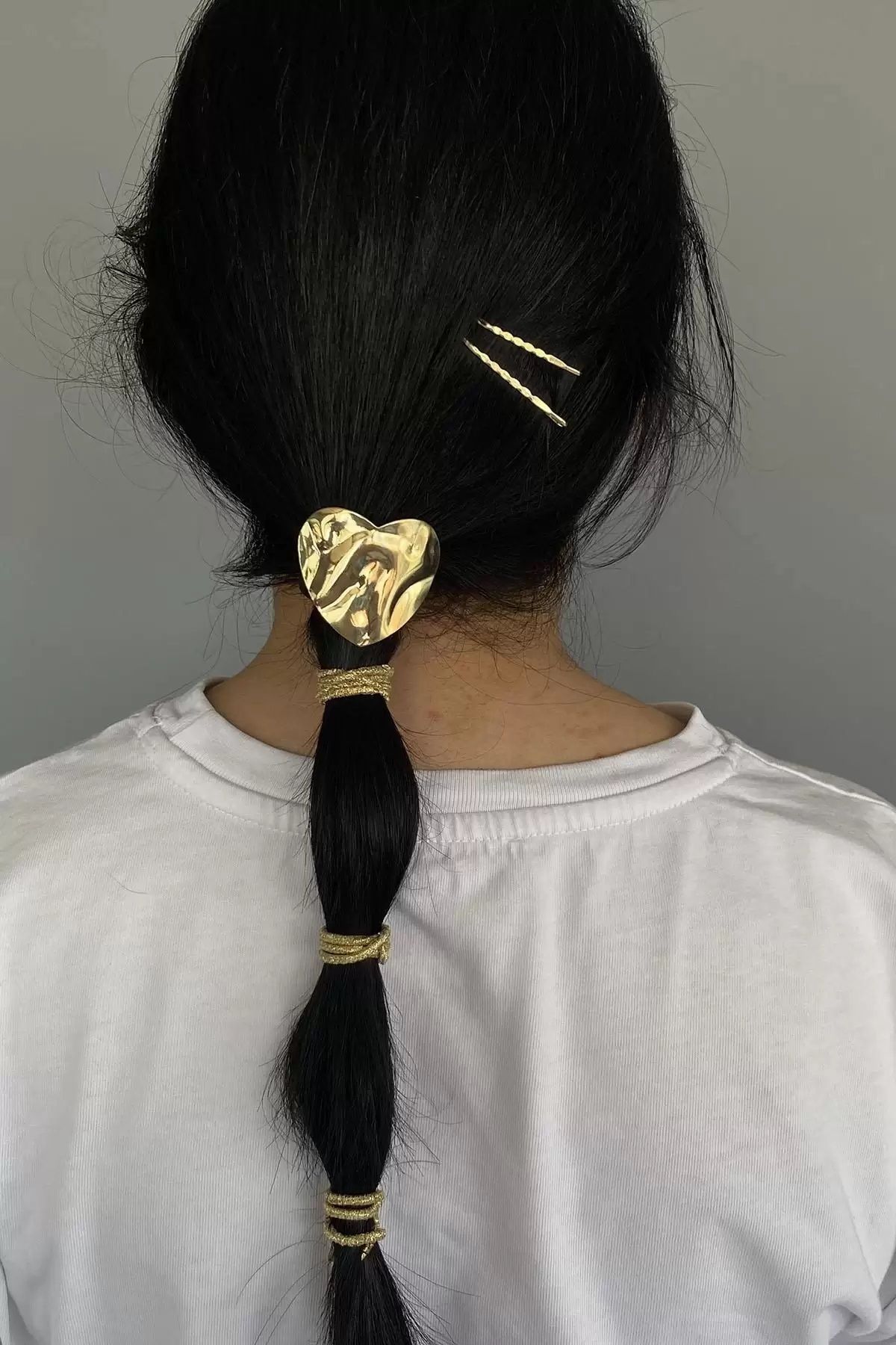shai Altın Renk Metal Detaylı Lastik Toka Ve Tel Toka Set