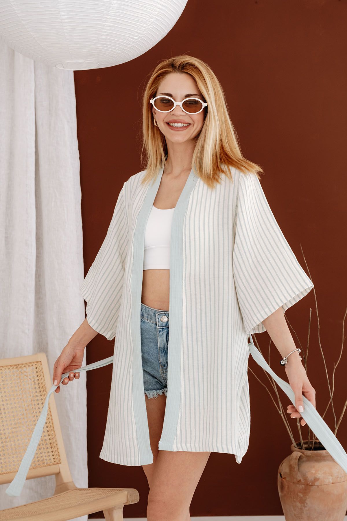 TBA COLLECTION 4 Kat Müslin Kimono - Blue