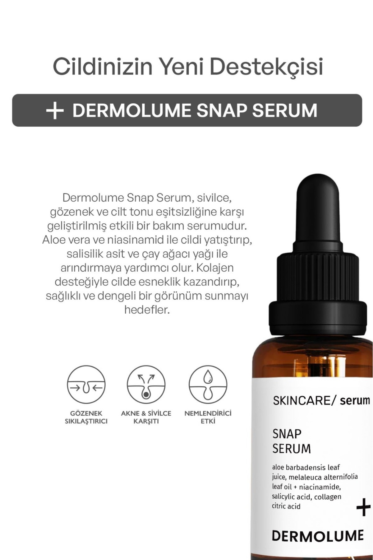 Akne Ve Siyah Nokta Karşıtı Snap Serum | Salisilik Asit & Çay Ağacı | Kurutucu Etki | 30 ml — 10001 — تصویر 3 از 4