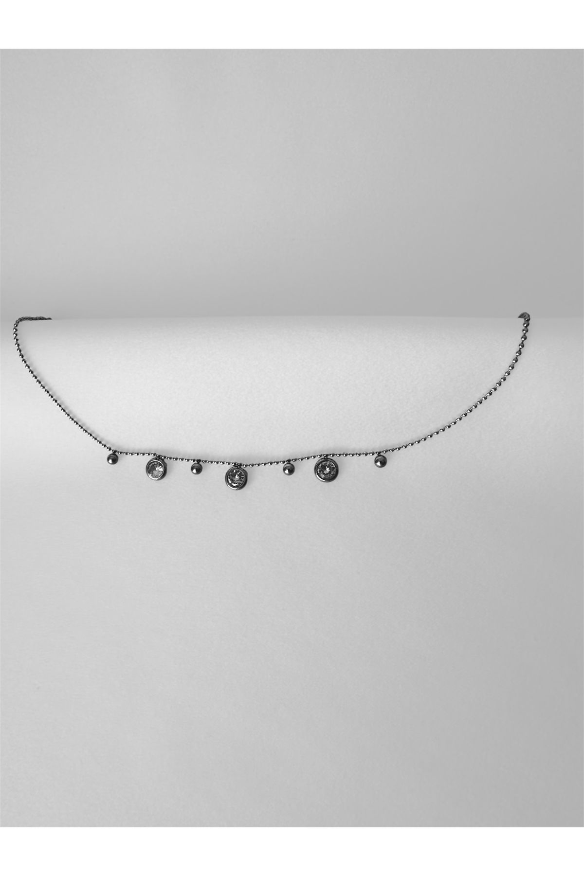 Jern Jewelry Silver tek sıra taş detaylı çelik halhal