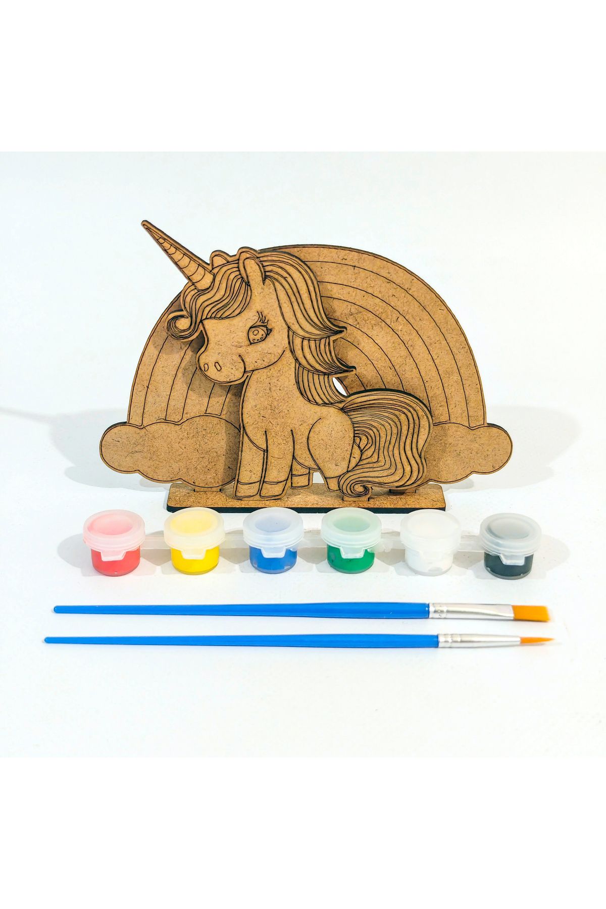 Kuti Unicorn ve Gökkuşağı Ahşap Boyama Seti
