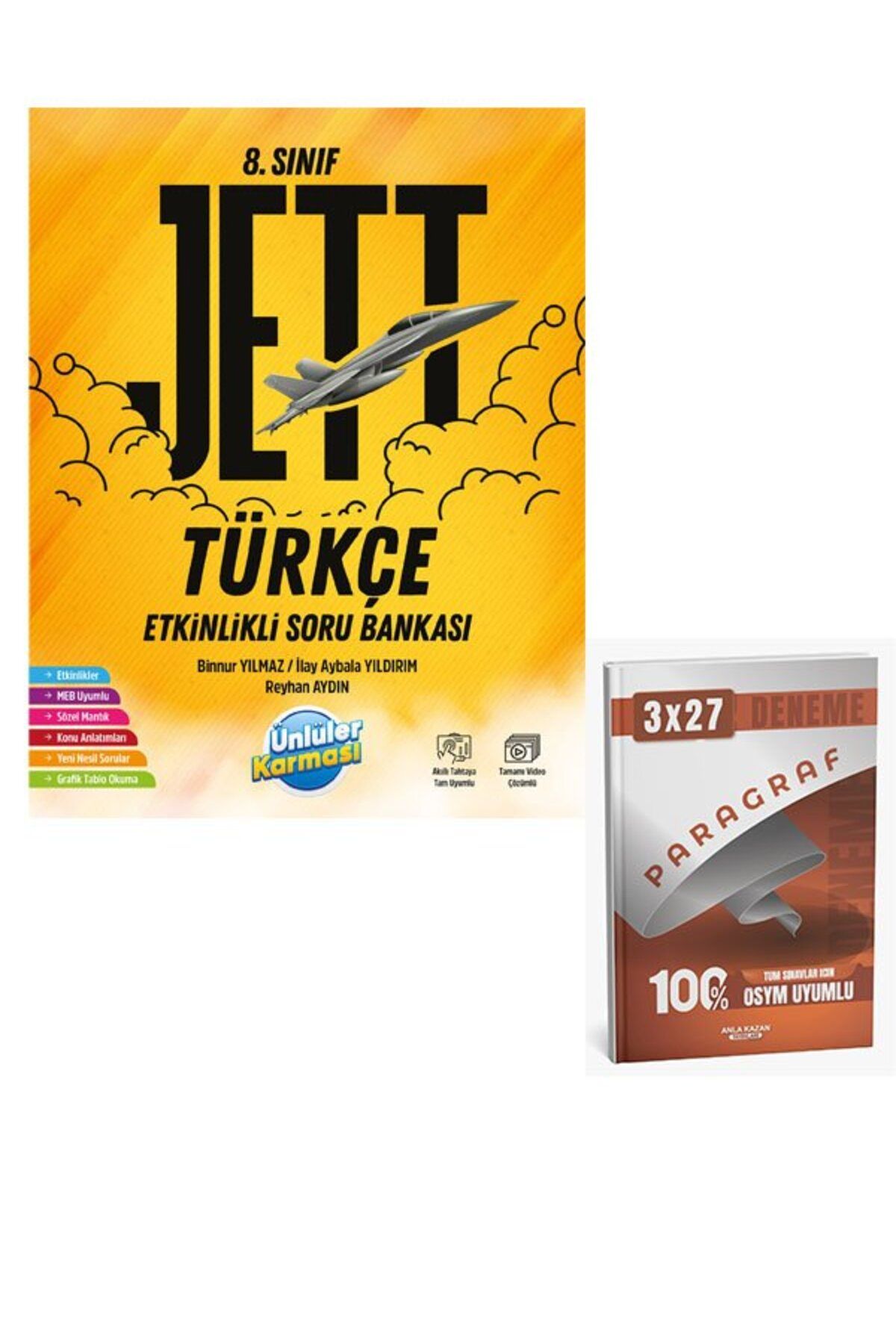 Anla Kazan Yayınları Ünlüller 2026 8.Sınıf Jett Etinlikli Türkçe Soru Bankası+Anla Kazan Paragraf