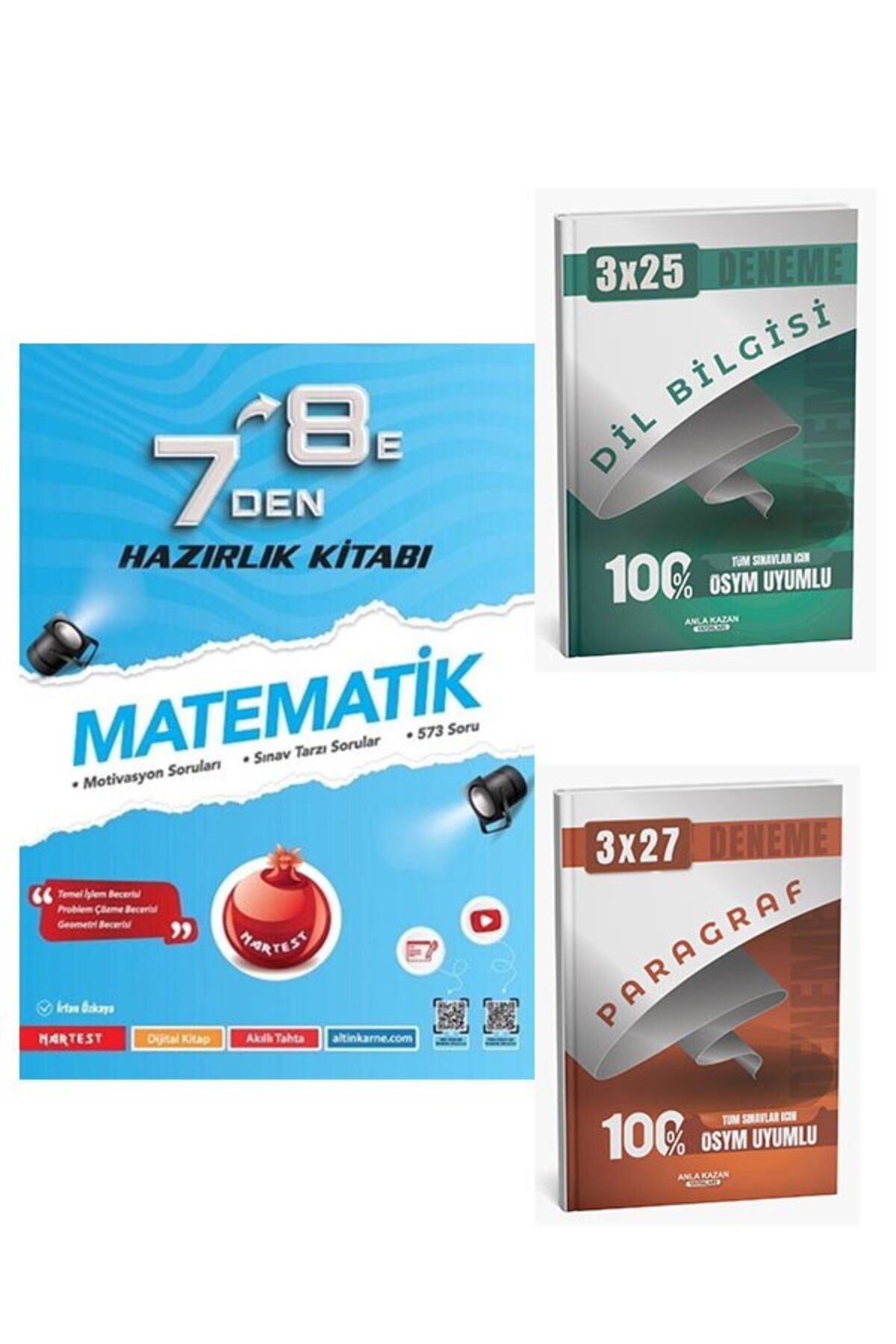 Anla Kazan Yayınları Nartest Yayınları 7 den 8 e Matematik Hazırlık Kitabı+Anla Kazan Paragraf