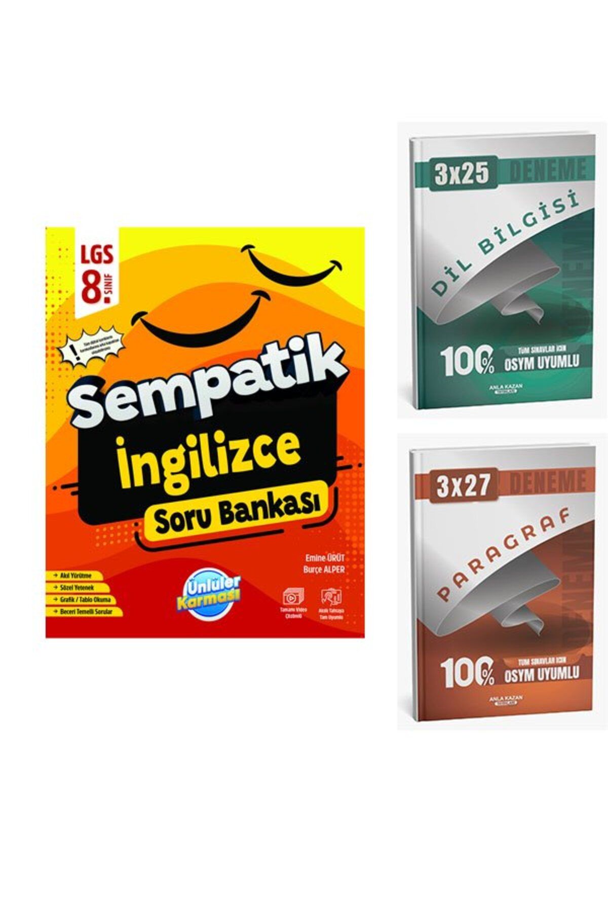 Anla Kazan Yayınları Ünlüller 2026 8.Sınıf Sempatik İngilizce Soru Bankası+Anla Kazan Paragraf+Dilbilgisi