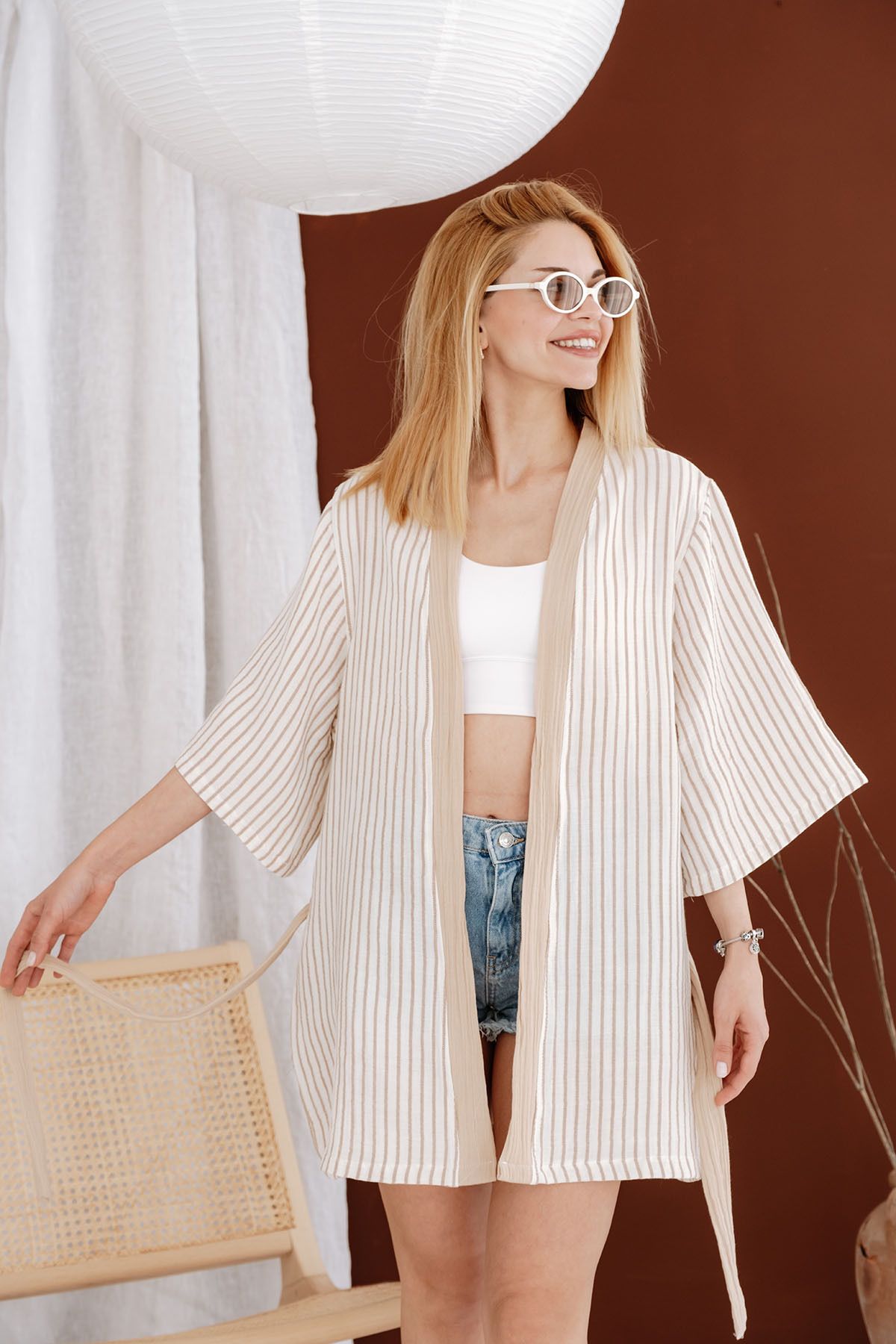 TBA COLLECTION 4 Kat Müslin Kimono - Beige