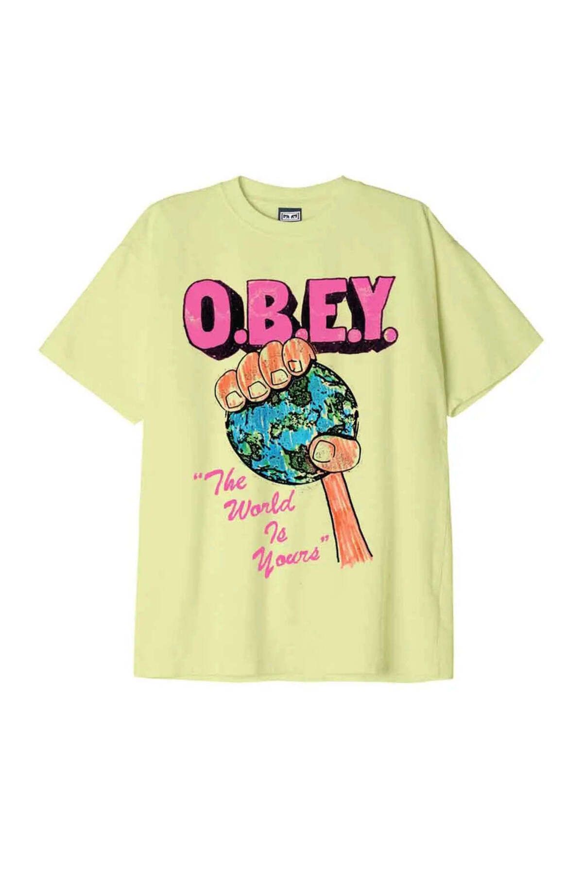 American Rag Cie Yüksek Kalite The World Is Yours T-Shirt - Box Fit, Ağı Heavyweight Pamuk