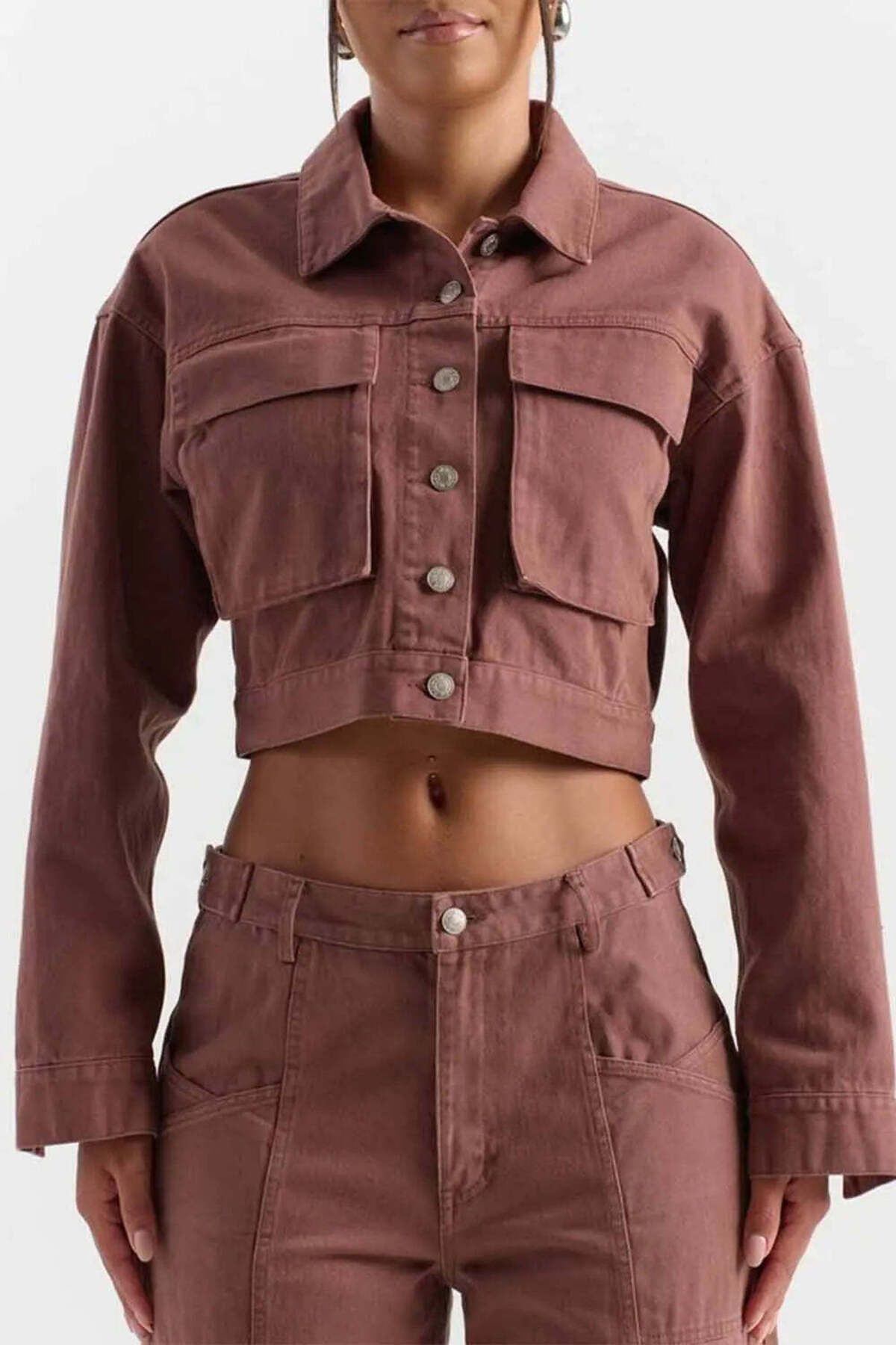 American Rag Cie Crop It Like It’s Hot: Şık ve Rahat Kısa Süet Denim Ceket - Yıl Boyu Kullanım İçin
