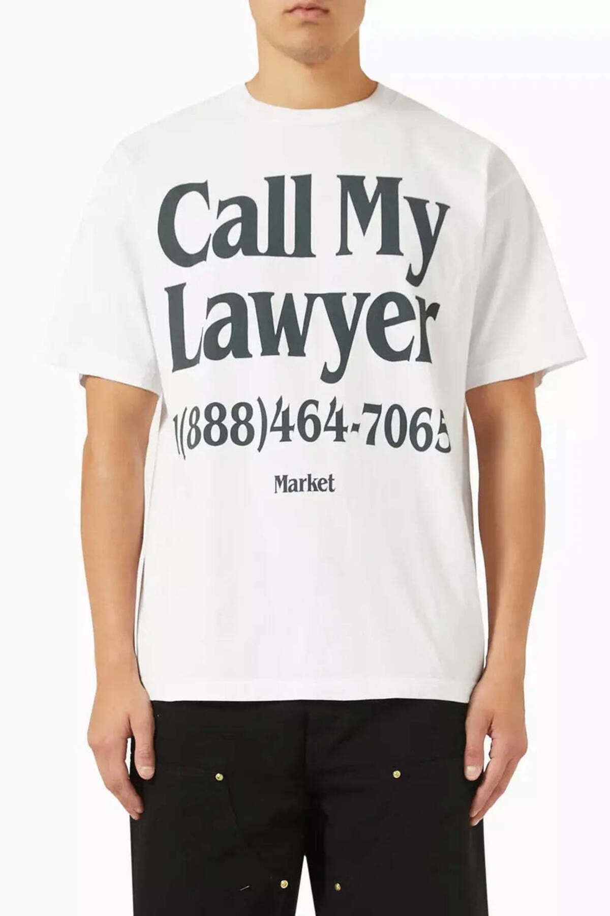 American Rag Cie 100% Pamuk Call My Lawyer T-Shirt - Beyaz Renkli Erkek Tişörtü