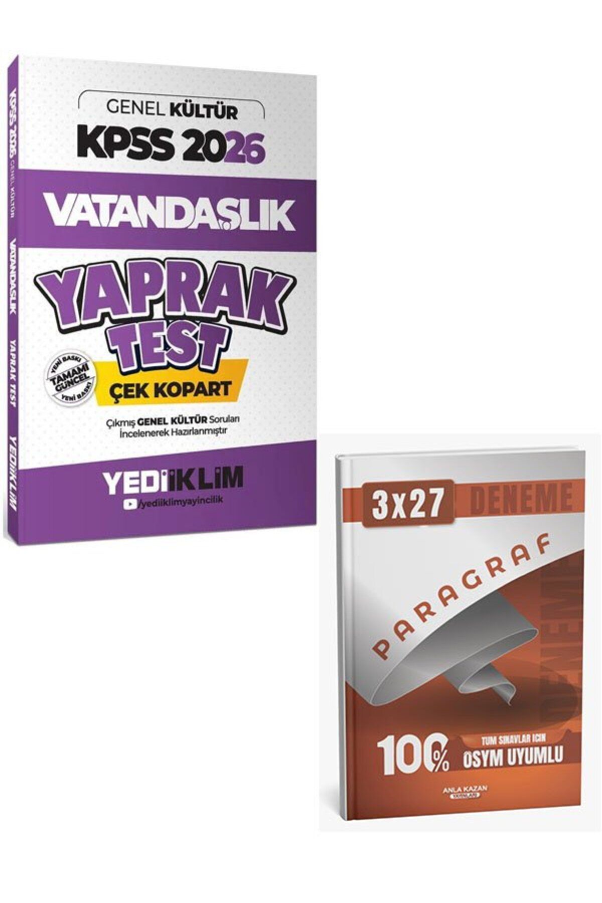 Anla Kazan Yayınları Yediiklim 2026 KPSS Vatandaşlık Yaprak Test+Anla Kazan Paragraf