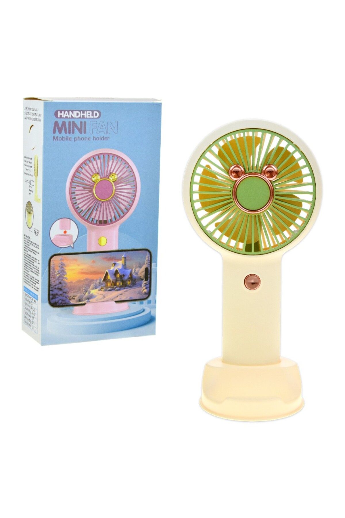 Nerox Mini El Fanı/Vantilatör + Telefon Tutucu – Taşınabilir, Kolay Kullanım
