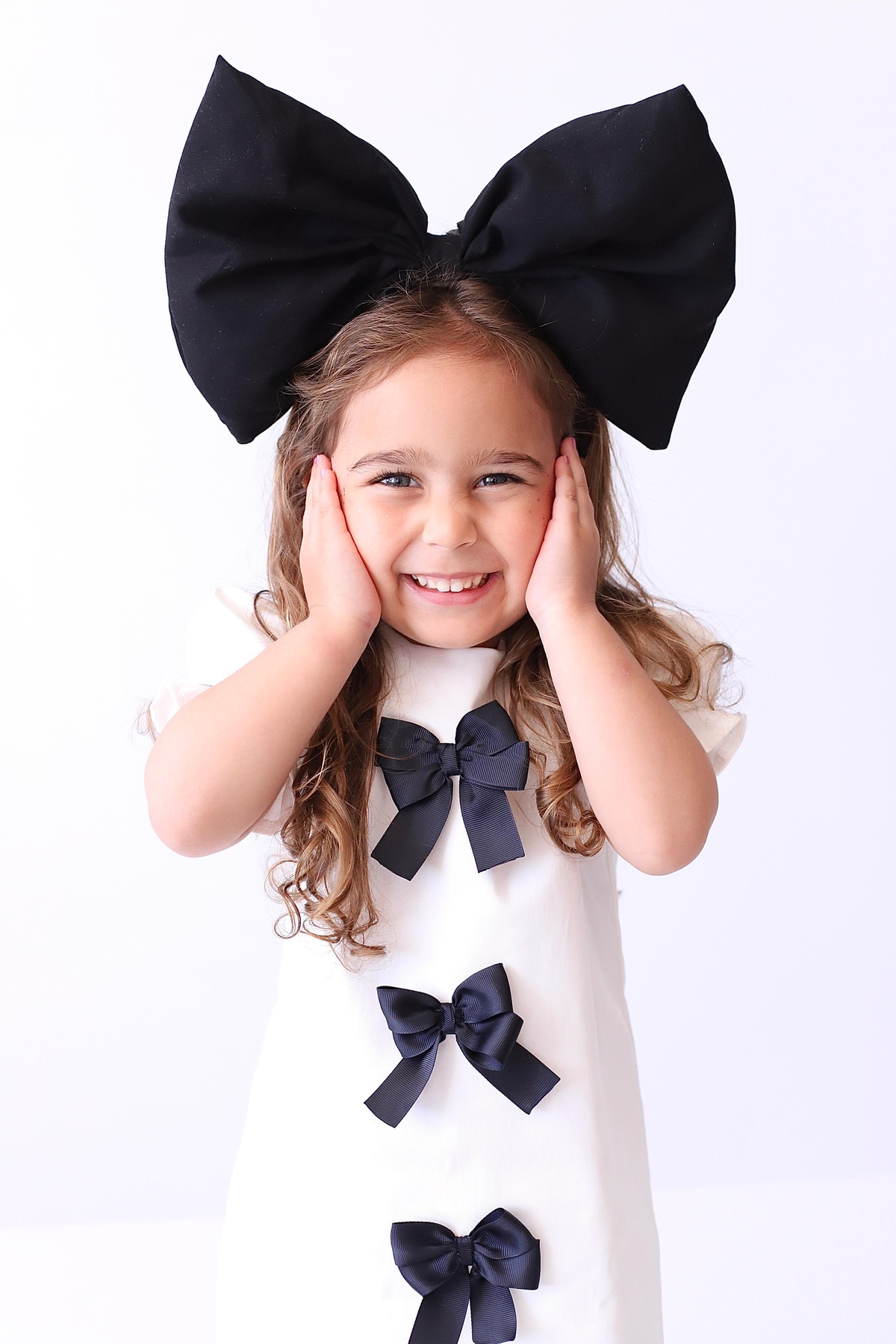 BİHAYALBİÇOCUK Anna Beyaz Fiyonklu Elbise