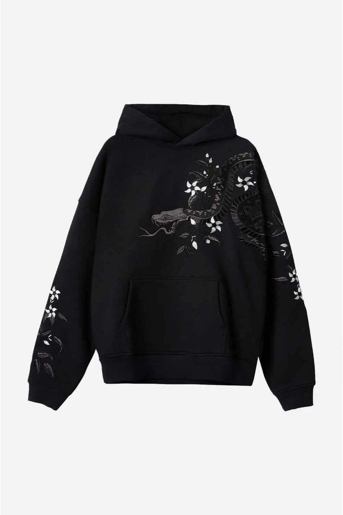 American Rag Cie 100% Organik Pamuklu Oversized Night Python Nakışlı Hoodie - Şık ve Rahat Moda