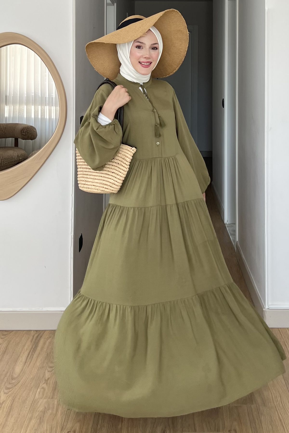 Saklı Butik Düğmeli Basic Elbise