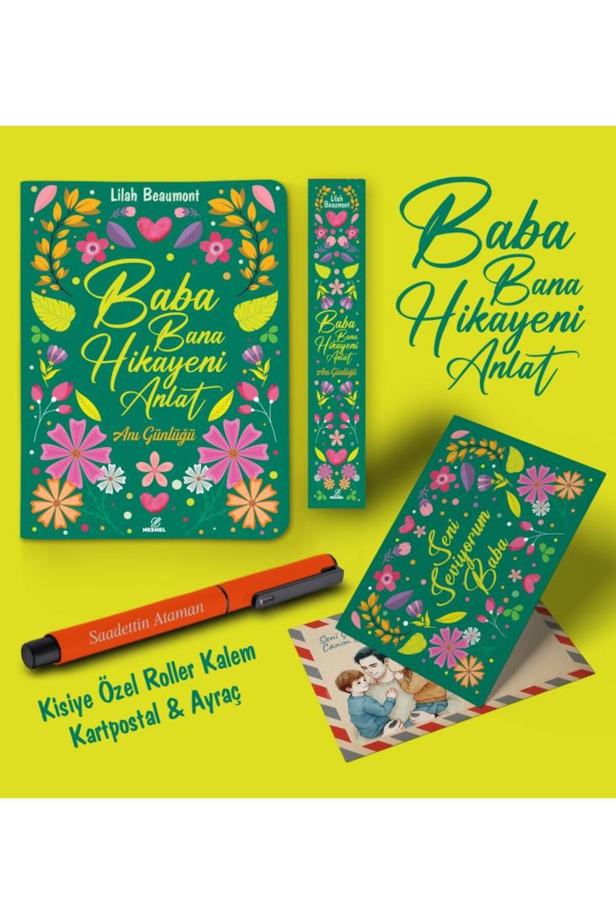nesnel yayınlar Kişiye Özel Baba Bana Hikayeni Anlat Ayraç Kartpostal Kalem - Turuncu