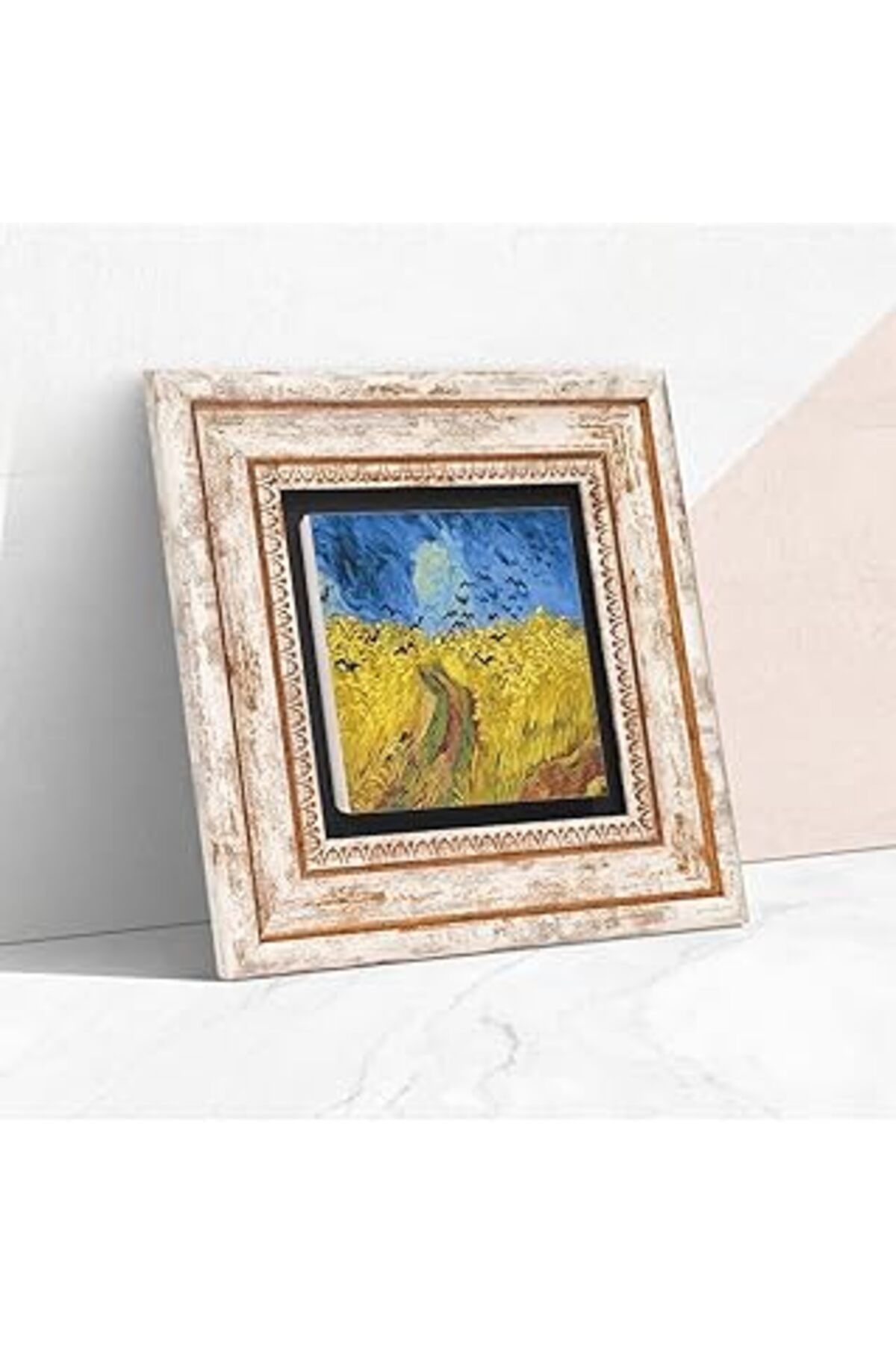 NETWORK ART Pinecone Van Gogh Buğday Tarlası Ve Kargalar Taş Duvar Tablosu - Çerçeveli Taş Tablo - Dekoratif Du