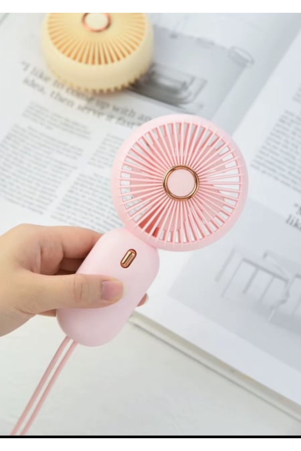 Store Taşınabilir Mini El Fanı Soğutucu Şarjlı Vantilatör Pembe