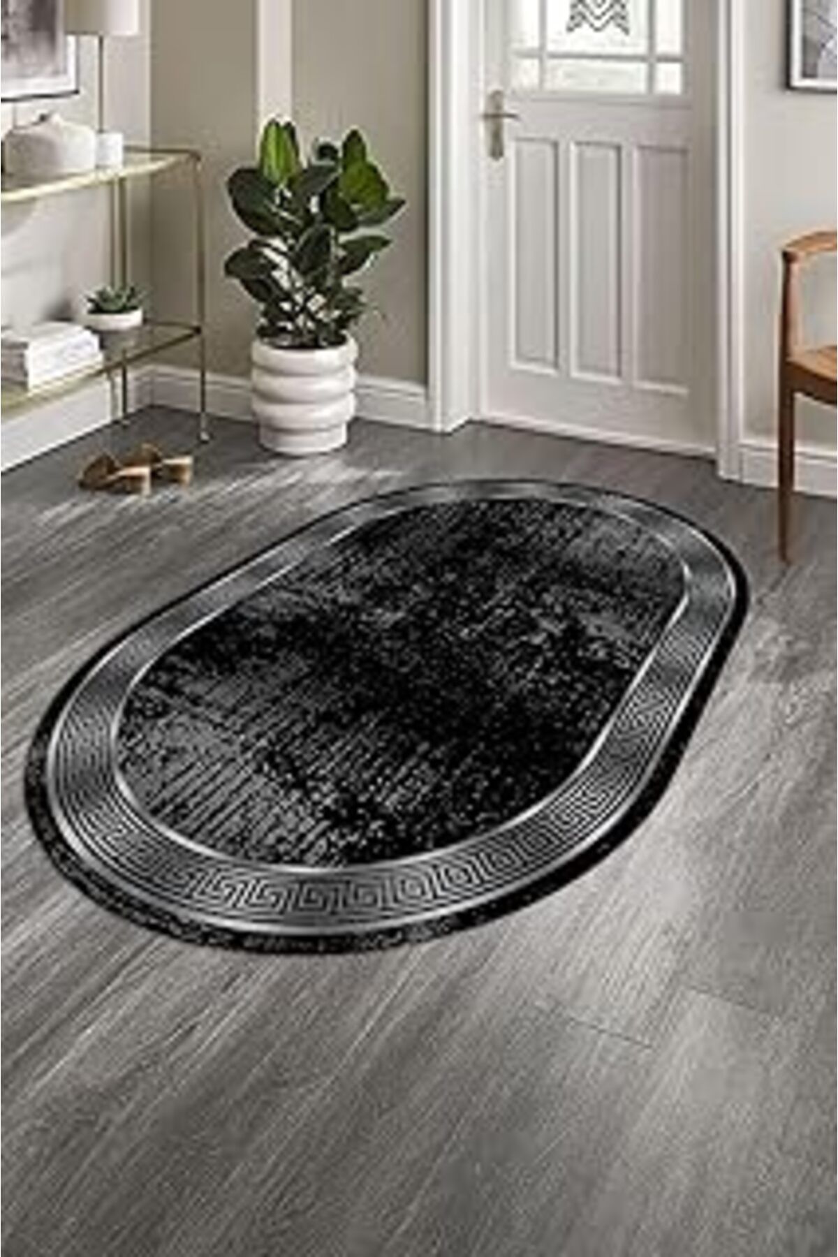 ASİTAN Yıkanabilir Kaymaz Taban Dekoratif Oval Halı S4-Ov-Dot-Sd-870 S4-Ov-Dot-Sd-870-40X60-8332