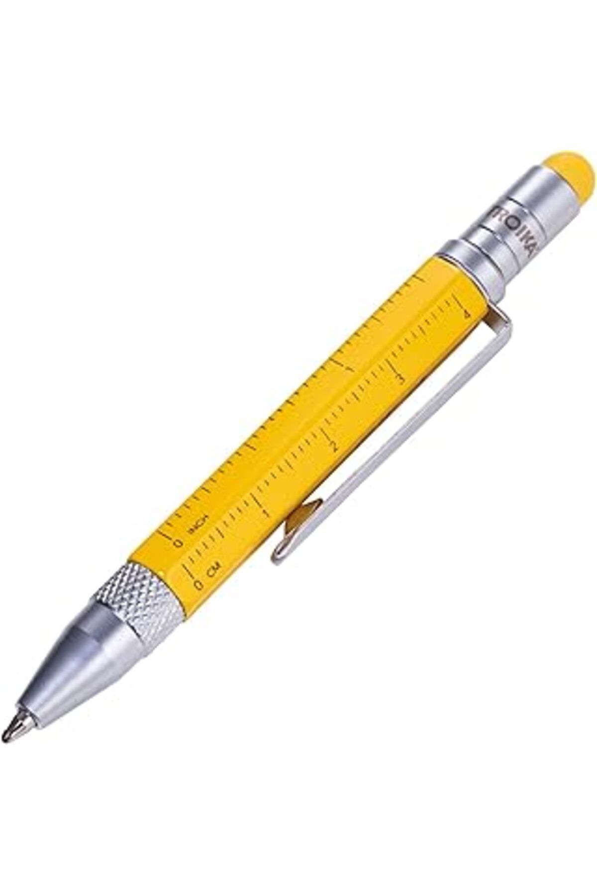 ASİTAN Troika Çok Amaçlı Tükenmez Kalem (Küçük), Santimetre/Inç Cetvel, Düz/Yıldız Tornavida, Stylus (Sarı