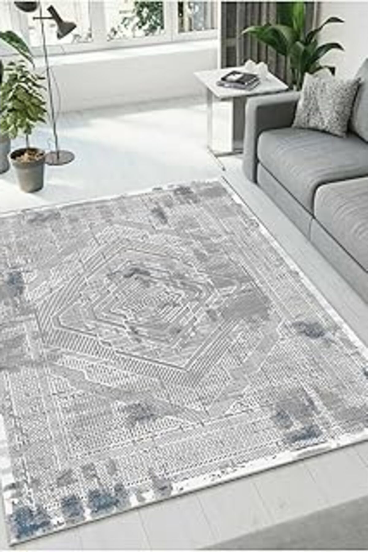 ASİTAN Yumuşak Yıkanabilir Mutfak Halısı Koridor Oturma Kaymaz Tabanlı Salon Dz-27-gri Dz-27gri40x60