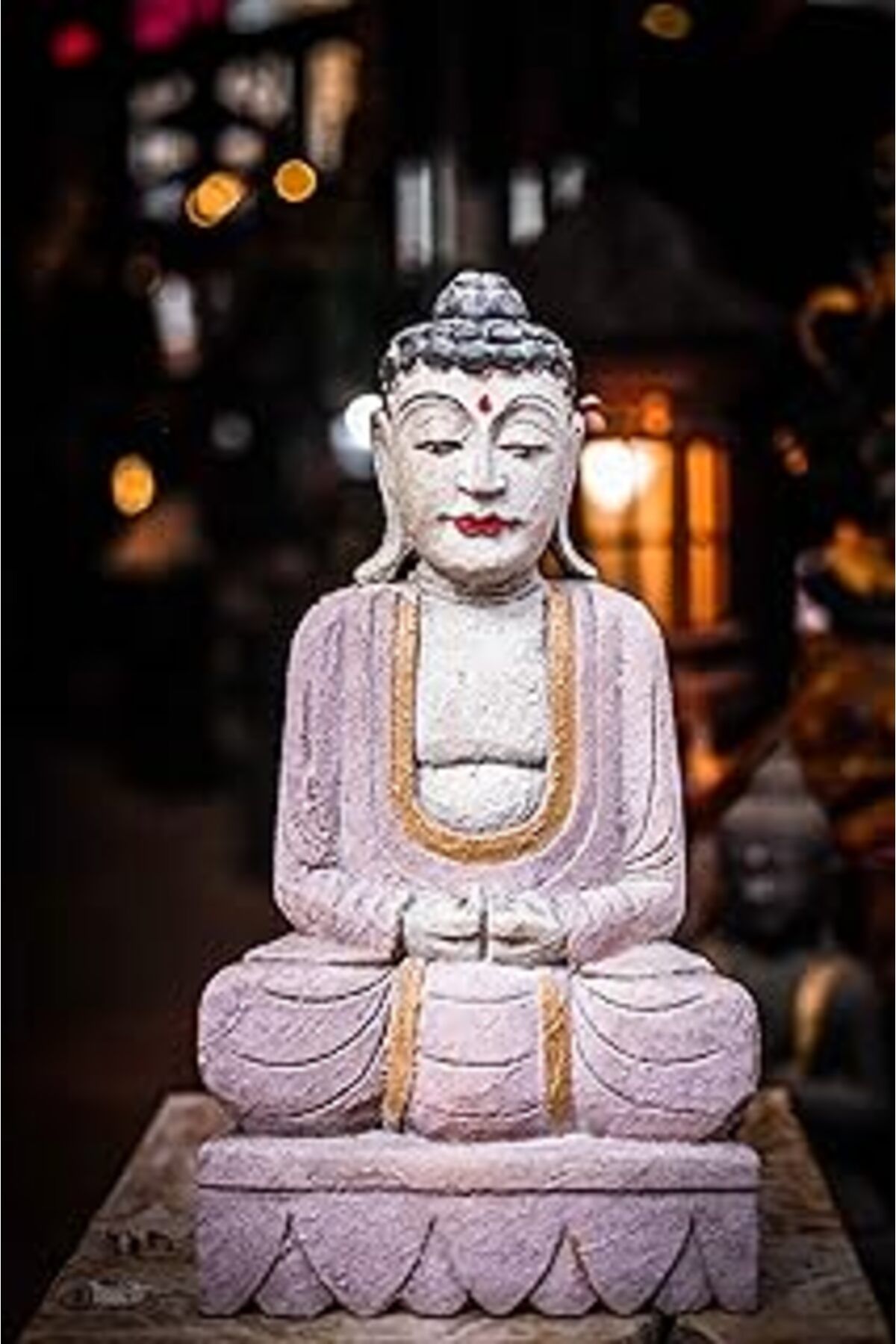 ASİTAN Dhyana Buddha Painted, Bali El Yapımı Ahşap Heykel, Yoga Meditasyon Zen Dekor, El Yapımı Buda Heyke