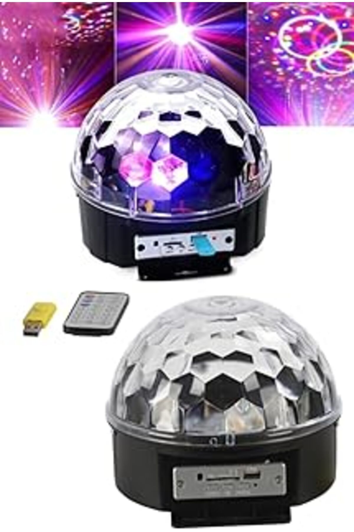 ASİTAN Mobee Sese Duyarlı Usb Ve Sd Kart Girişli Led Küre Disko Topu Rgb Işıklı Lazer Hoparlör Yüksek Ses