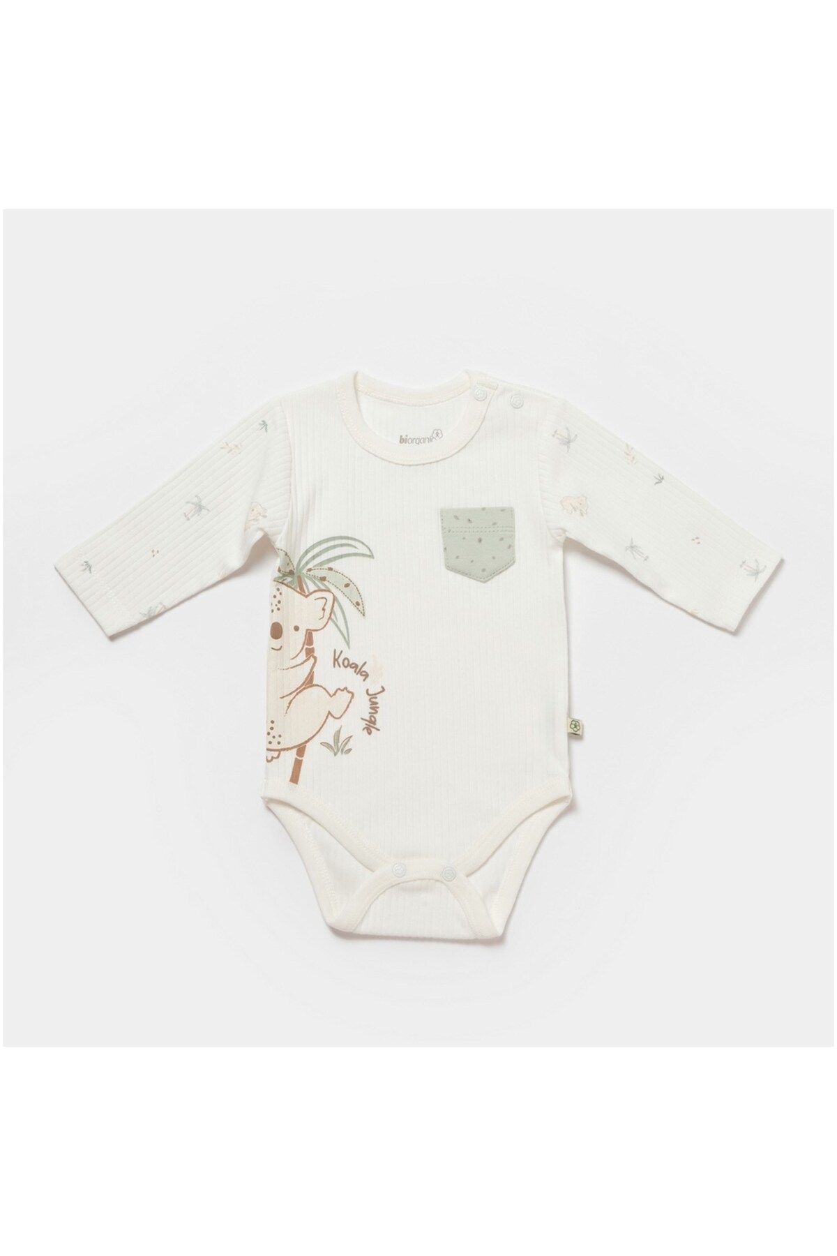 MBB ETİCARET Bibaby Biorganic Koala Jungle Uzun Kol Bebek Body 56969 Mint