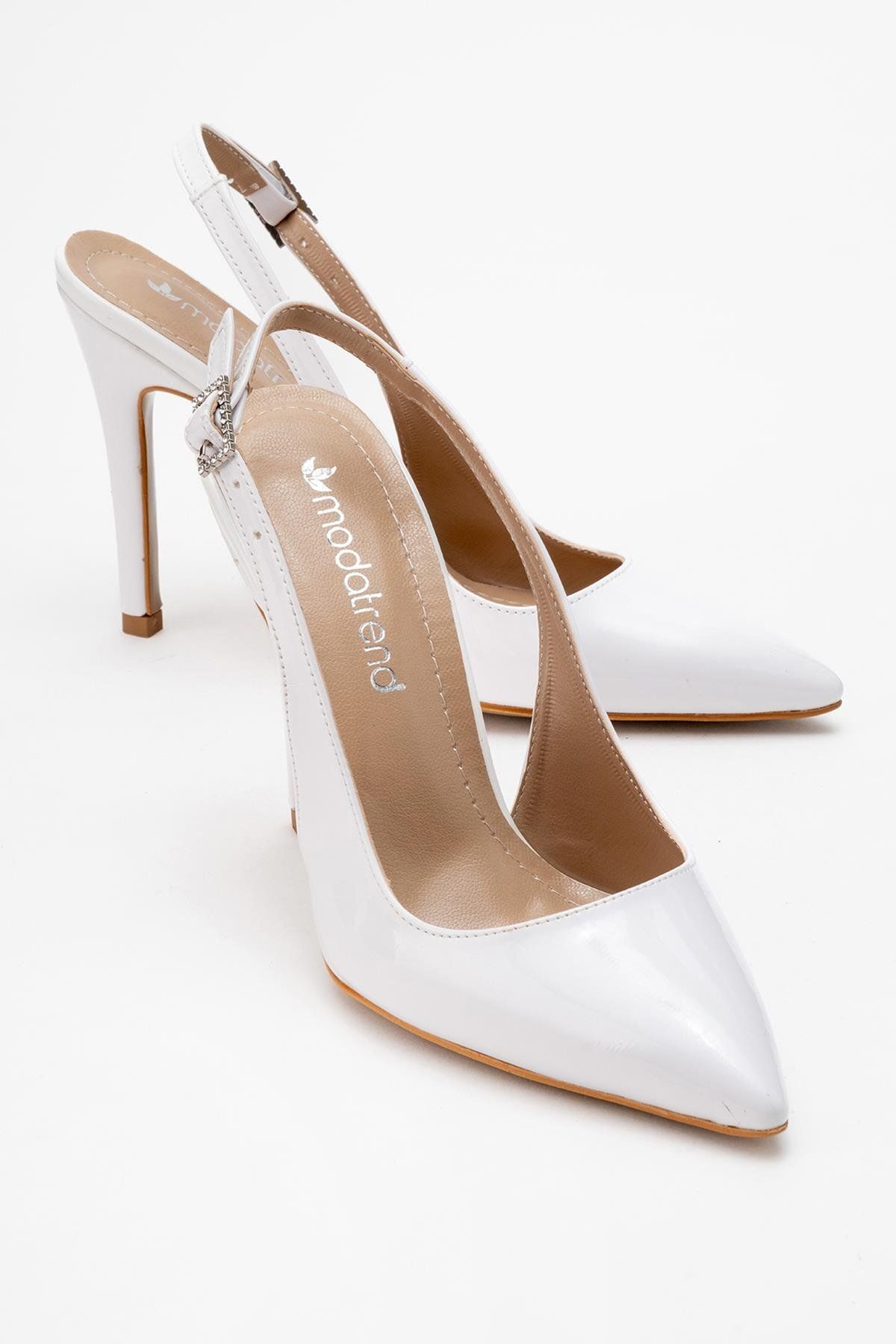CCWAY AYAKKABI Kadın Stiletto Ayakkab BEYAZ RUGAN