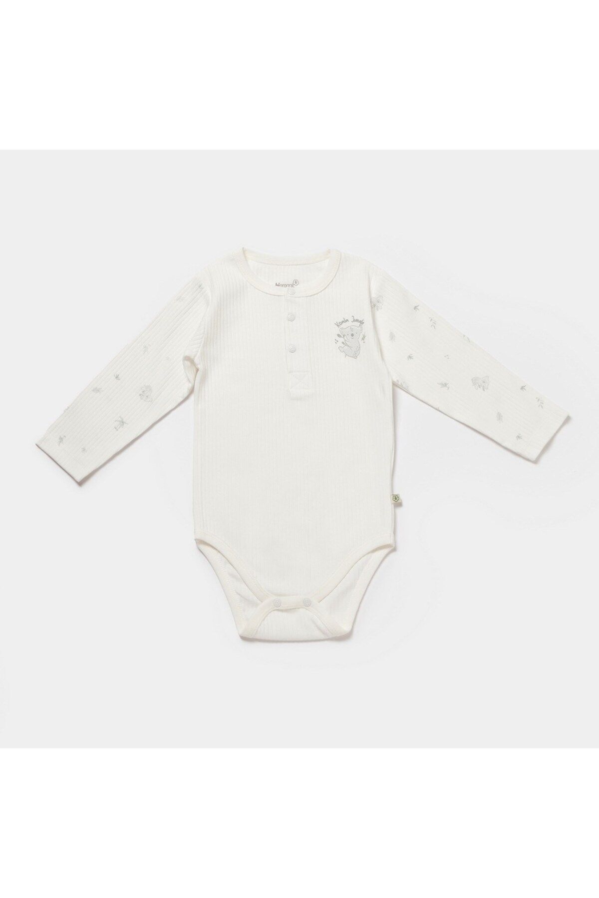 MBB ETİCARET Bibaby Biorganic Koala Jungle Uzun Kol Bebek Body 56973 Gri