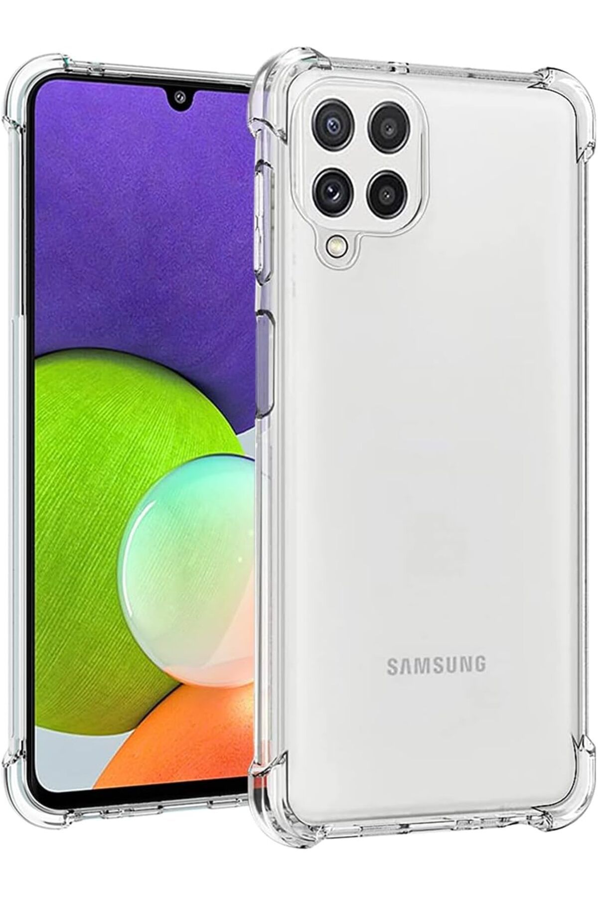 Ehr. Samsung Galaxy A22 Uyumlu Darbe Önleyici Sararmaya Dayanıklı Airbag Korumalı Ultra Slim TPU Şeffaf S