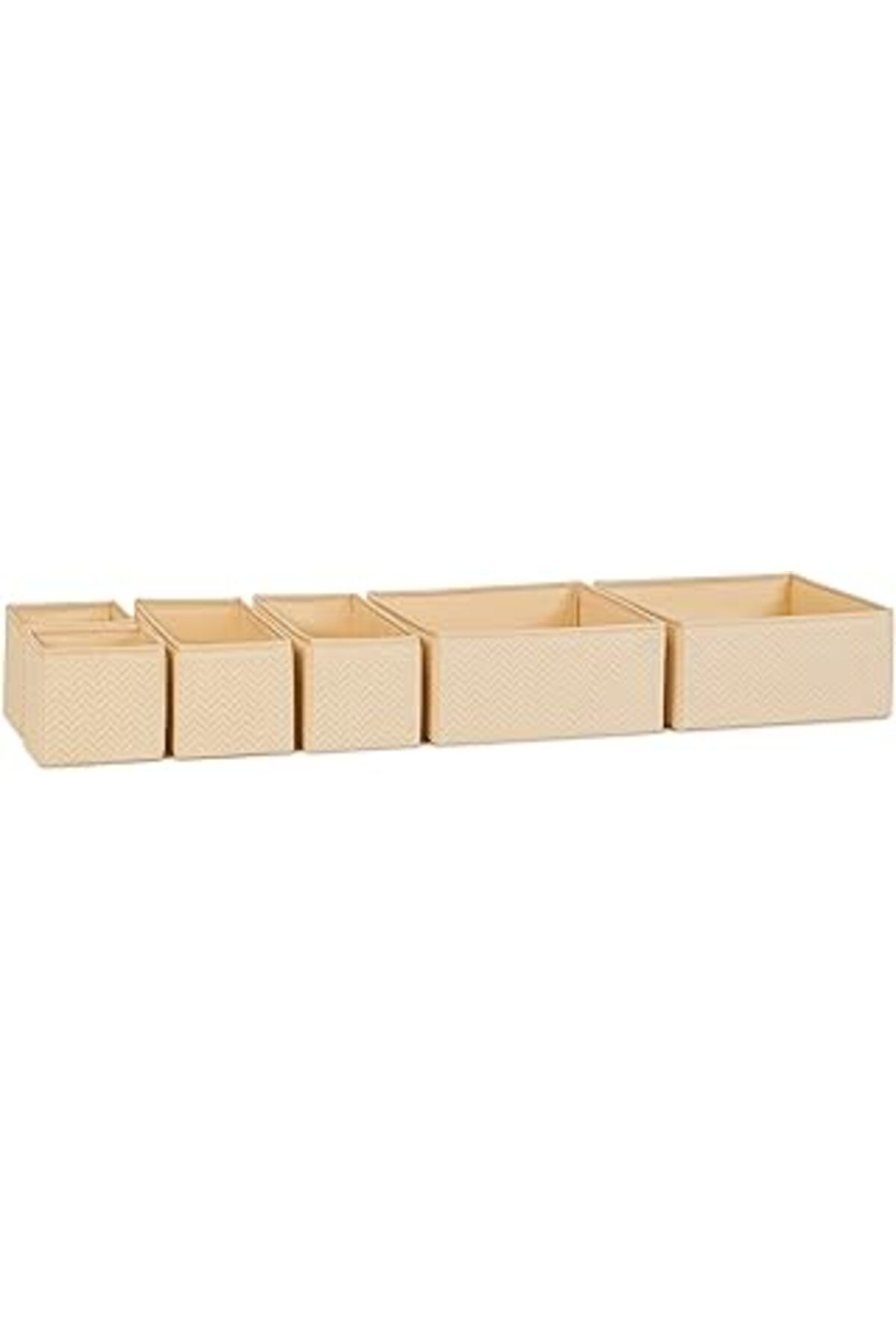 Qedii Home Textile 6'Lı Bej Balıksırtı Çekmece İçi Düzenleyici Kutu 2 Adet 28 X 28 X 13/2 Adet 28 X 13 X