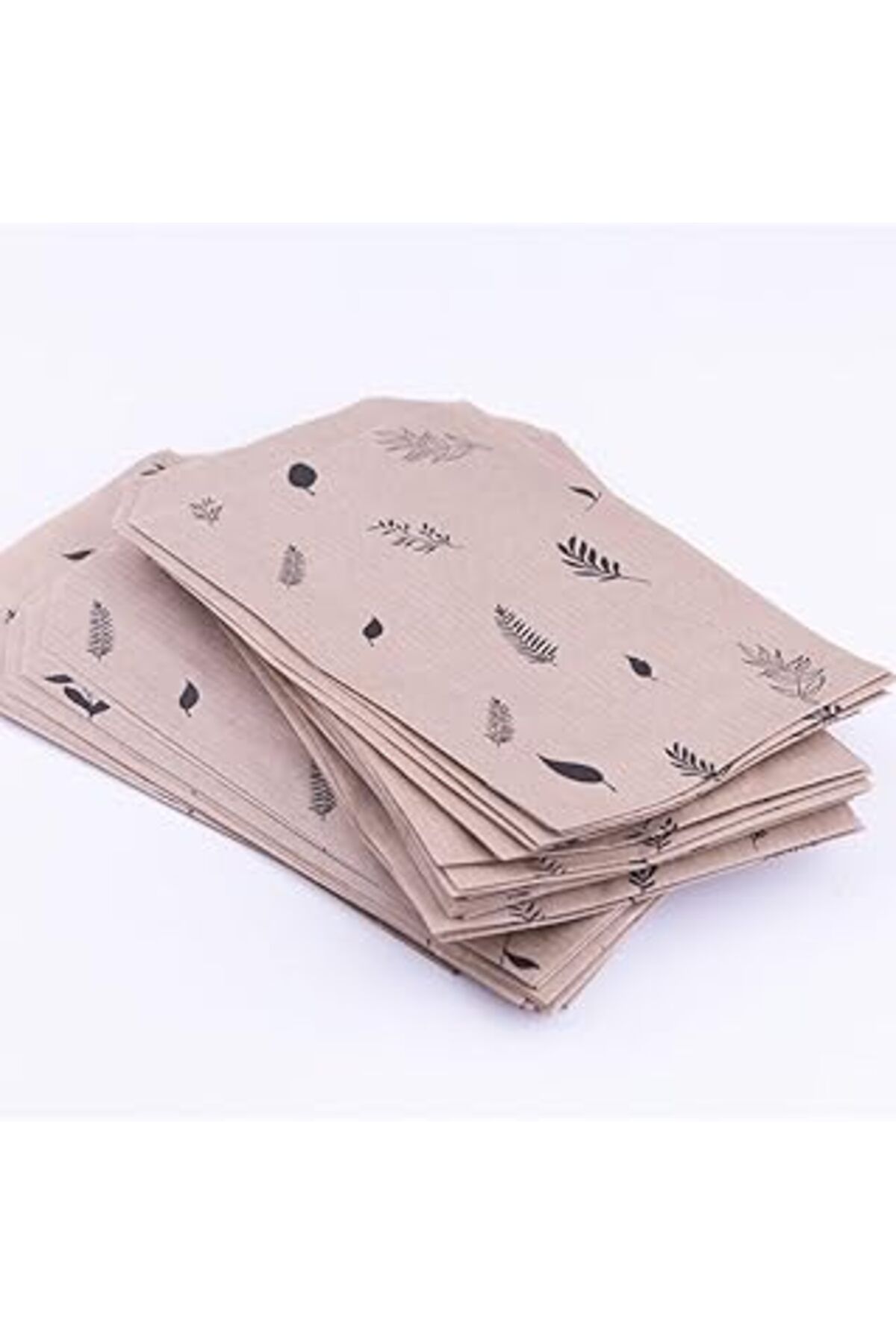 NETWORK ART Bimotif Karışık Yaprak Desenli Kese Kağıdı, Kraft Üzeri Siyah 11X20-50 Adet