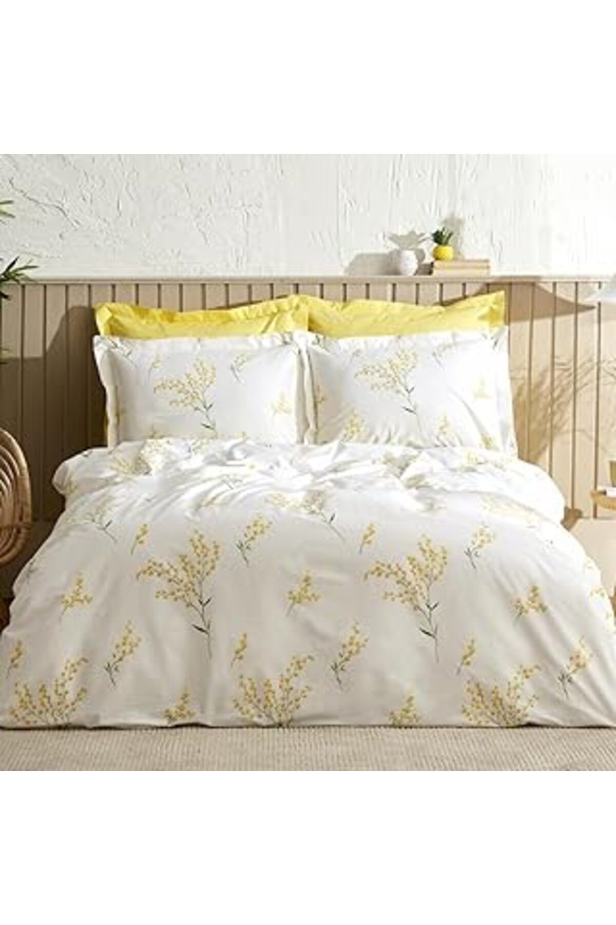 Qedii Karaca Home Loretta Sarı %100 Pamuk Çift Kişilik Nevresim Takımı (PP)