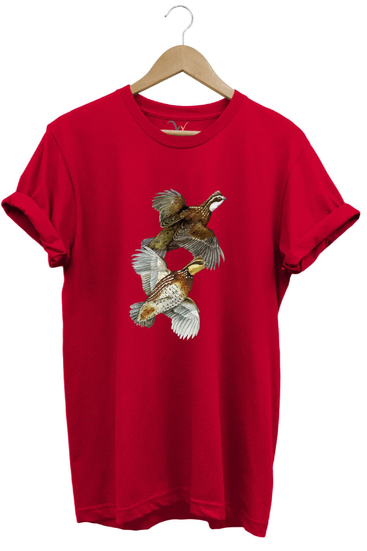 WİDİ Avcılık Hunter Keklik Kuşları Tasarımlı %100 Pamuk Regular Fit T-Shirt