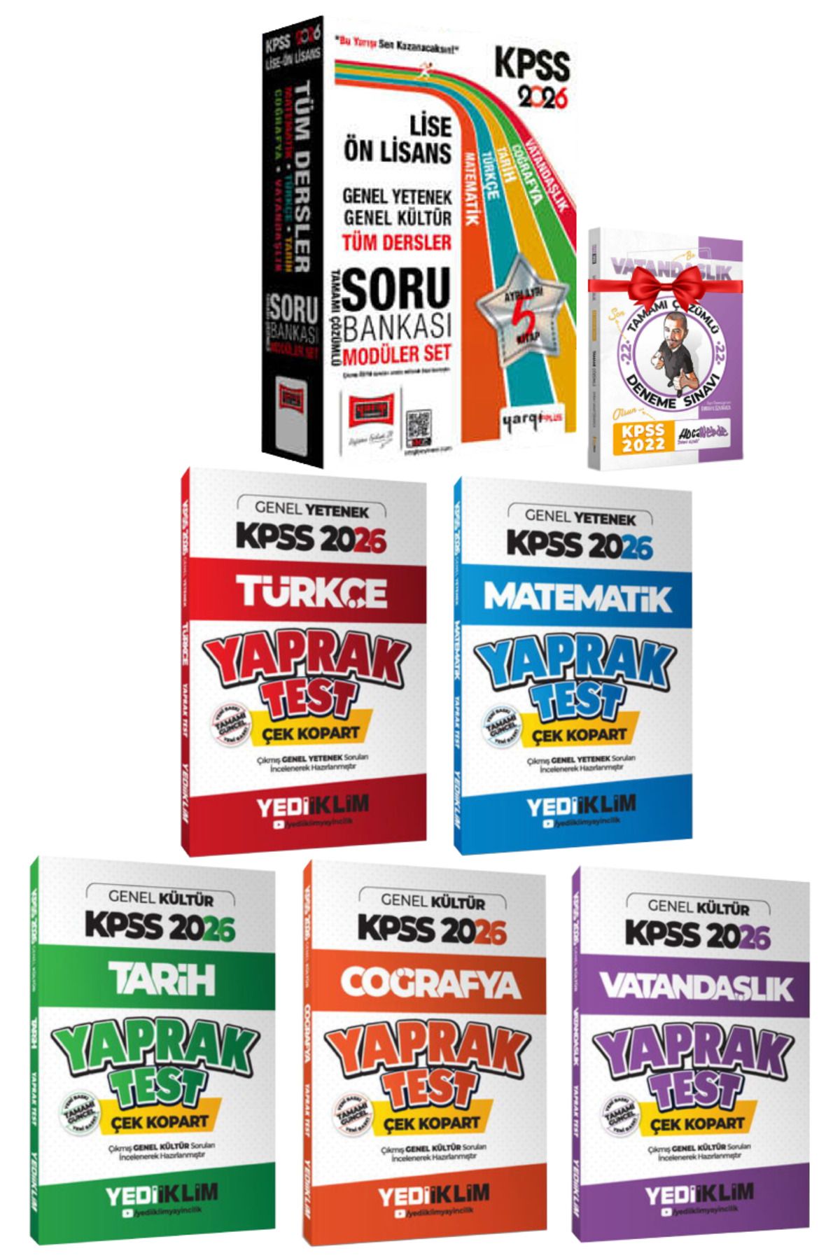 Yargı Yayınları 2026 KPSS GYGK Tüm Dersler Soru Bankası+Türkçe+Matematik+Tarih+Coğrafya+Vatandaşlık Yaprak Test Seti