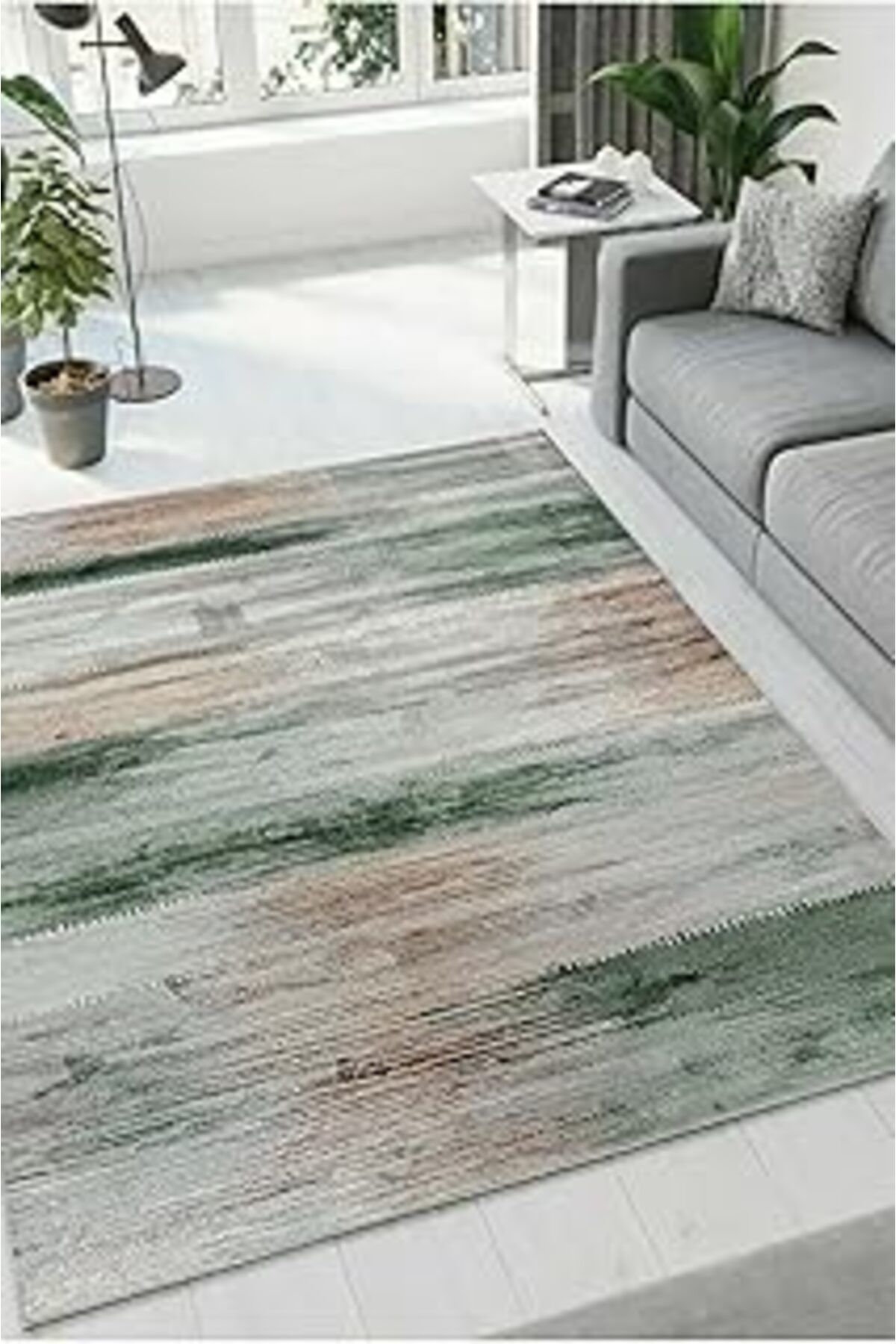 ASİTAN Yıkanabilir Kaymaz Tabanlı Mutfak Halısı Koridor Oturma Odası Salon Dz-29-yeşil Dz-29yeşil40x60