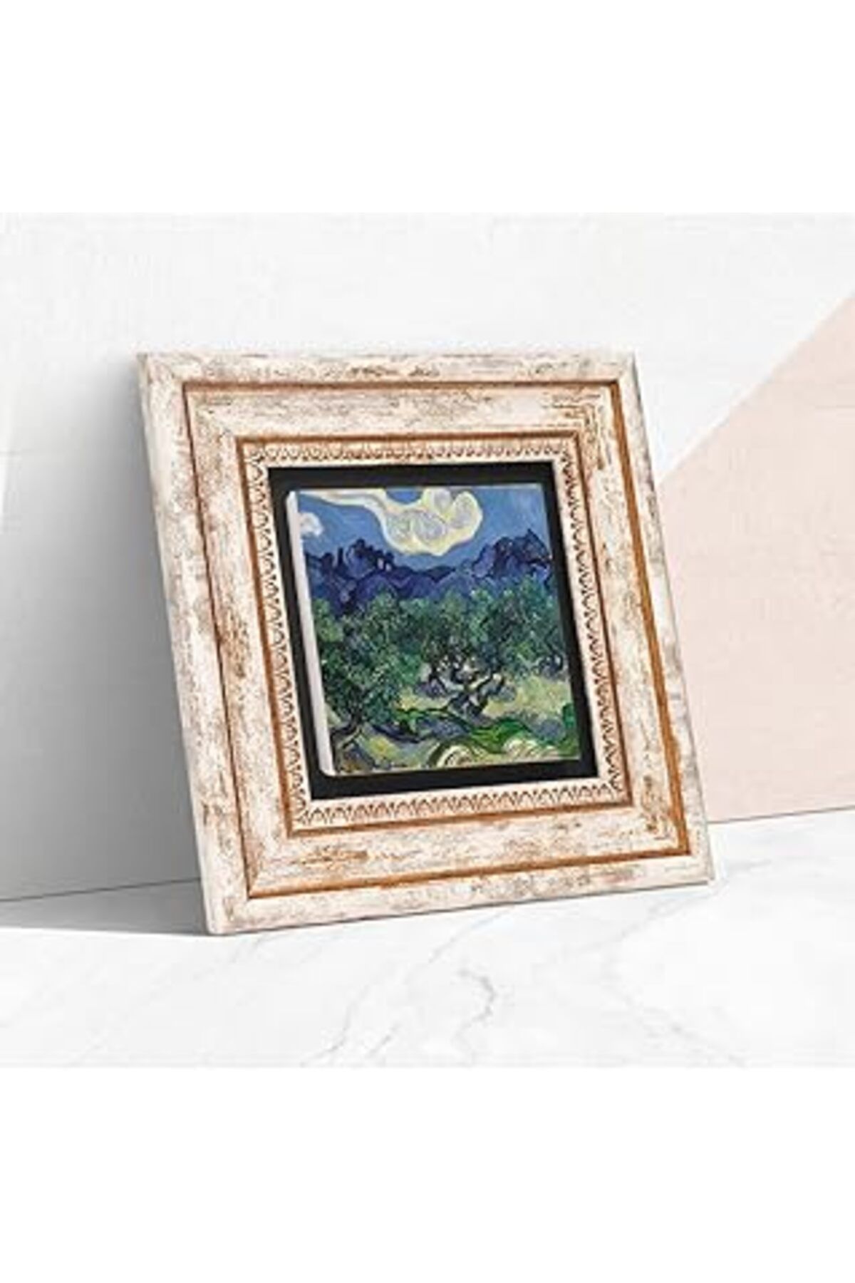NETWORK ART Pinecone Van Gogh Zeytin Ağaçları Taş Duvar Tablosu - Çerçeveli Taş Tablo - Dekoratif Duvar Sanatı