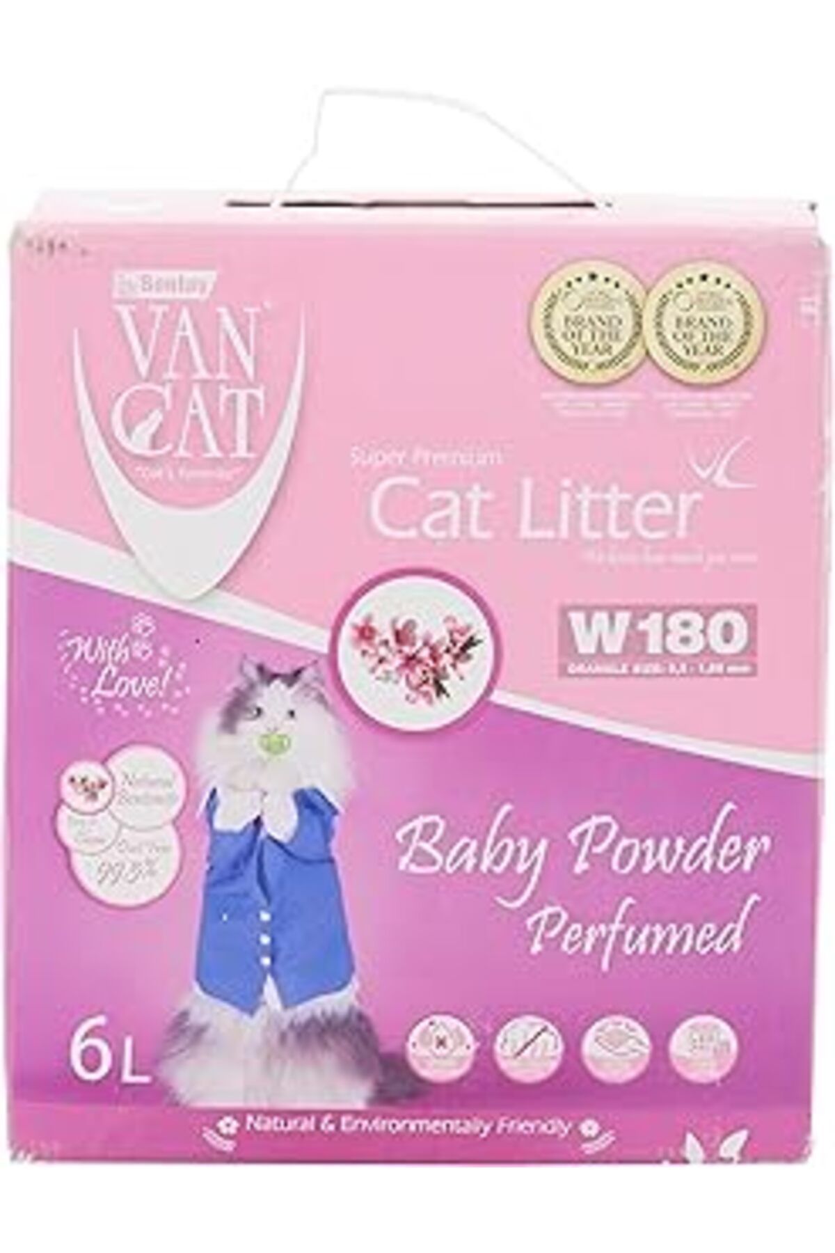 NETWORK ART Vancat® W180-6L Box Baby Powder Bentonite Kedi Kumu